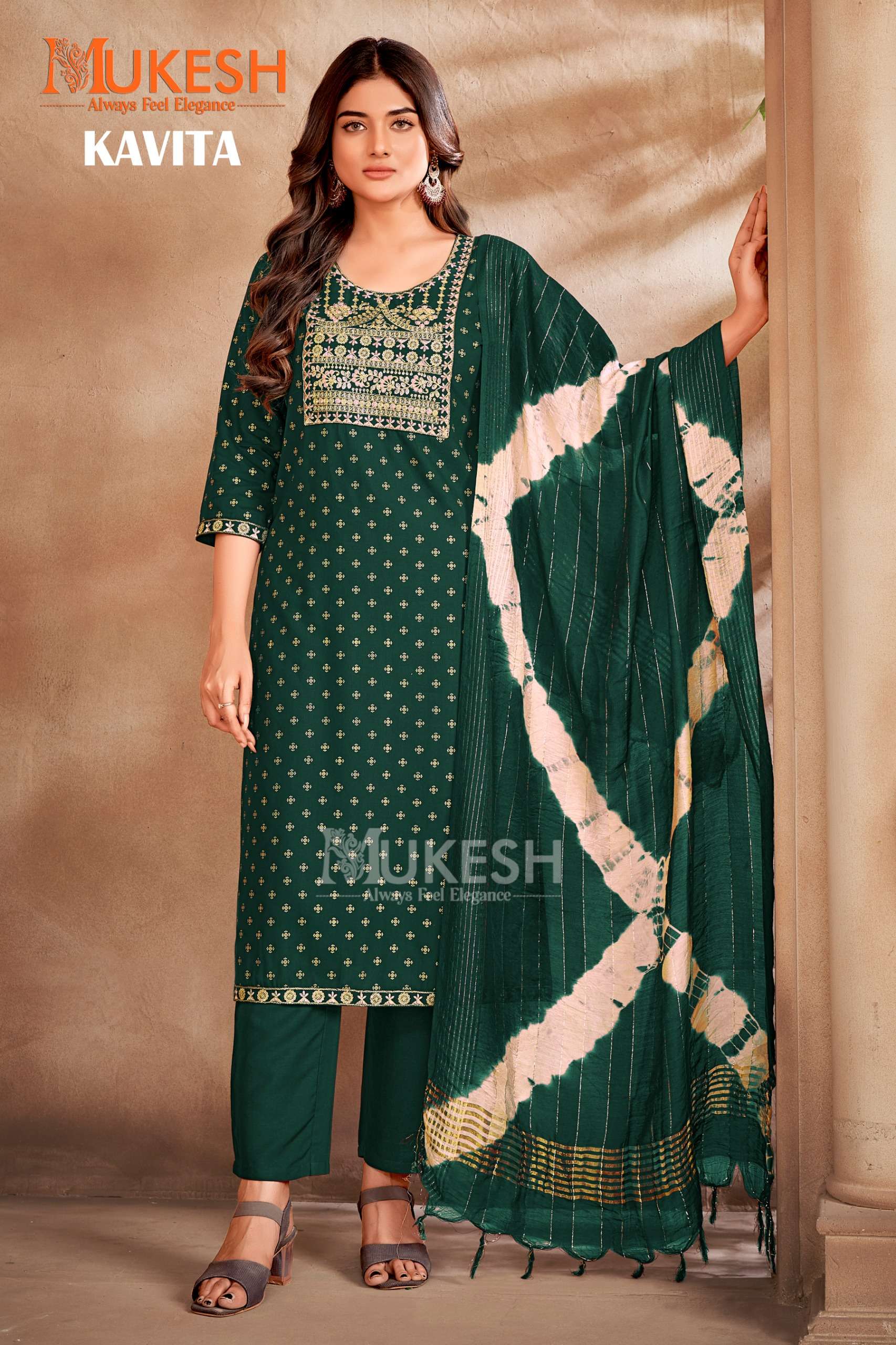 mukesh kavita rayon catchy look kurti bottom dupatta catalog