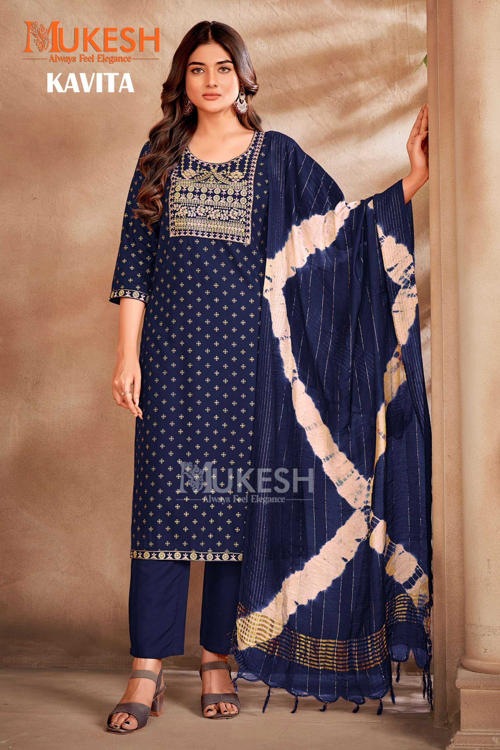 mukesh kavita rayon catchy look kurti bottom dupatta catalog