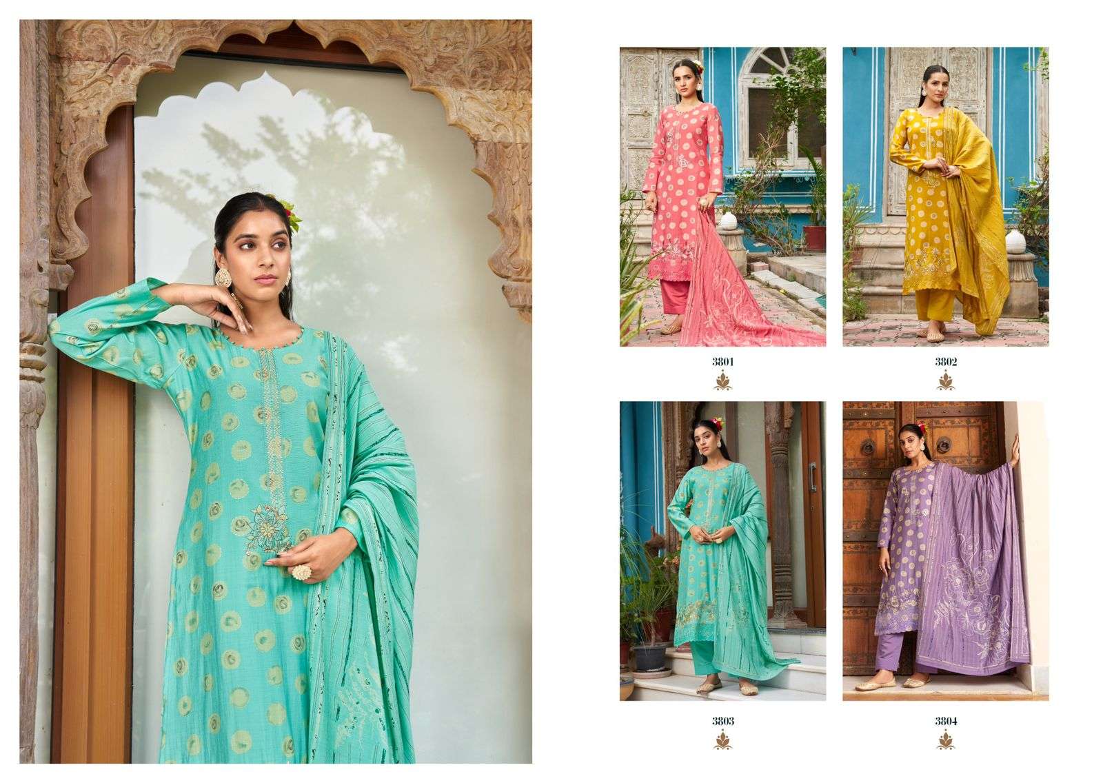 mumtaz art jasmine viscose musline regal look salwar suit catalog