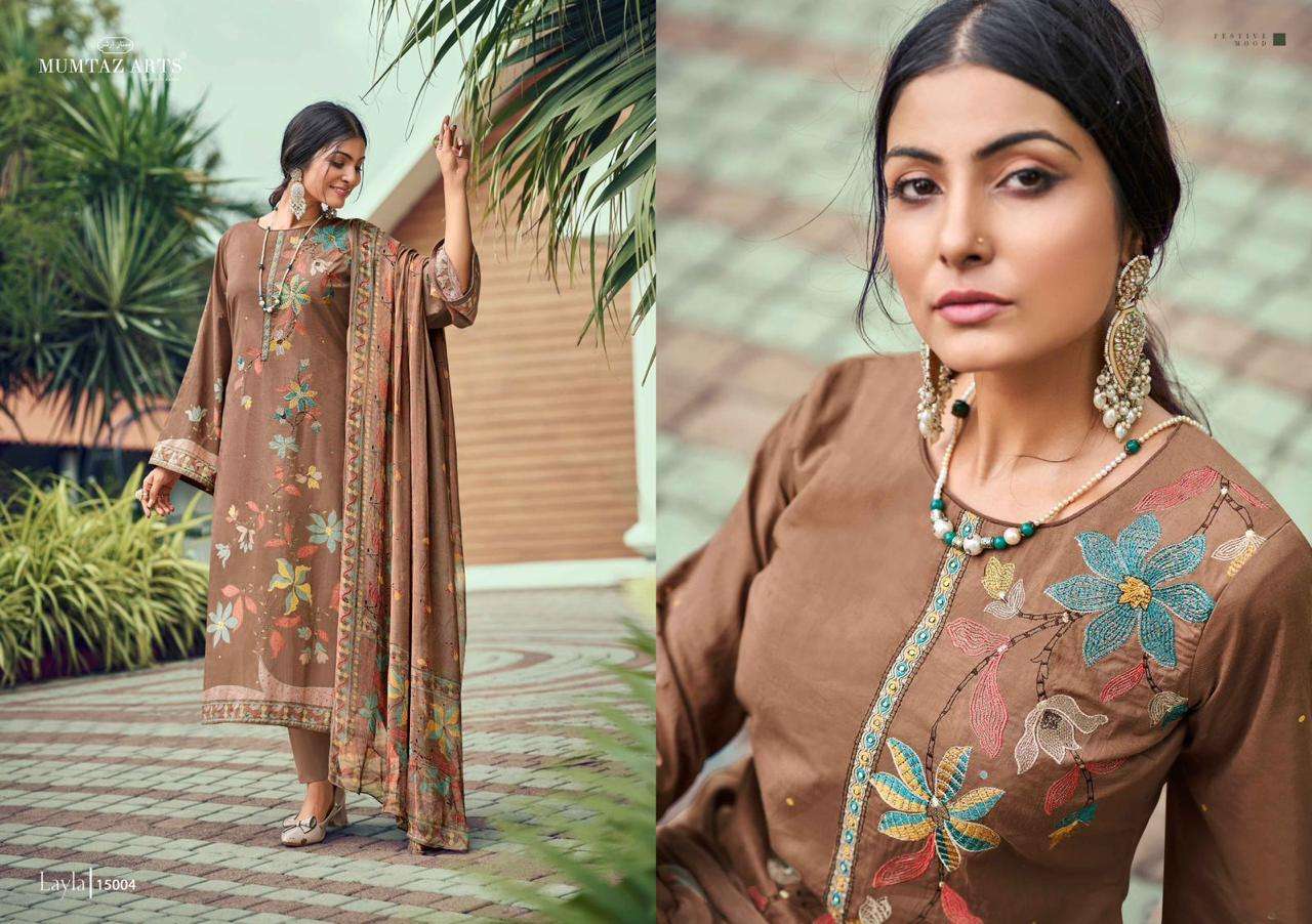 mumtaz arts layla jam satin regal look salwar suit catalog