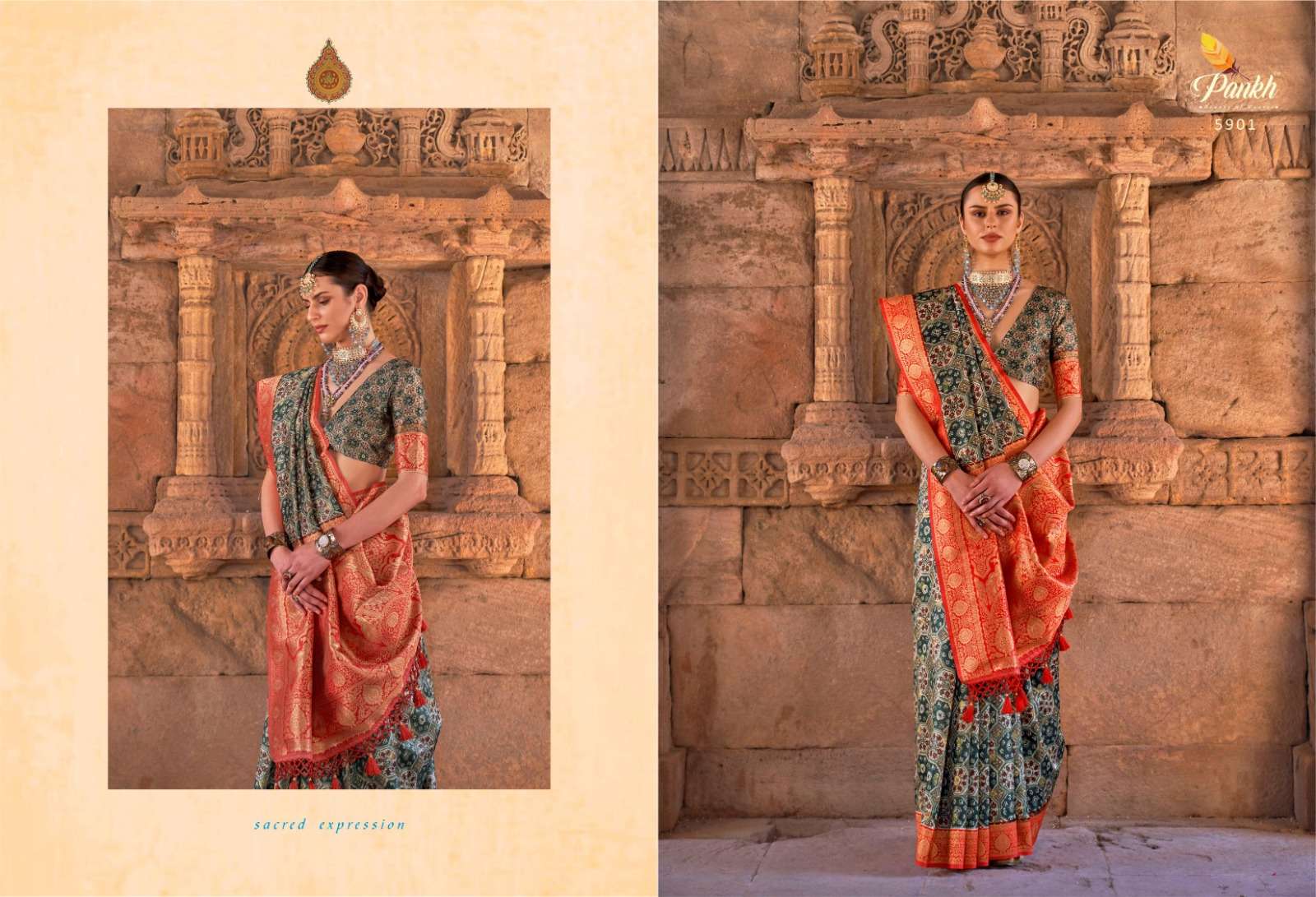 pankh kalam kruti soft silk paithani attrective look saree catalog