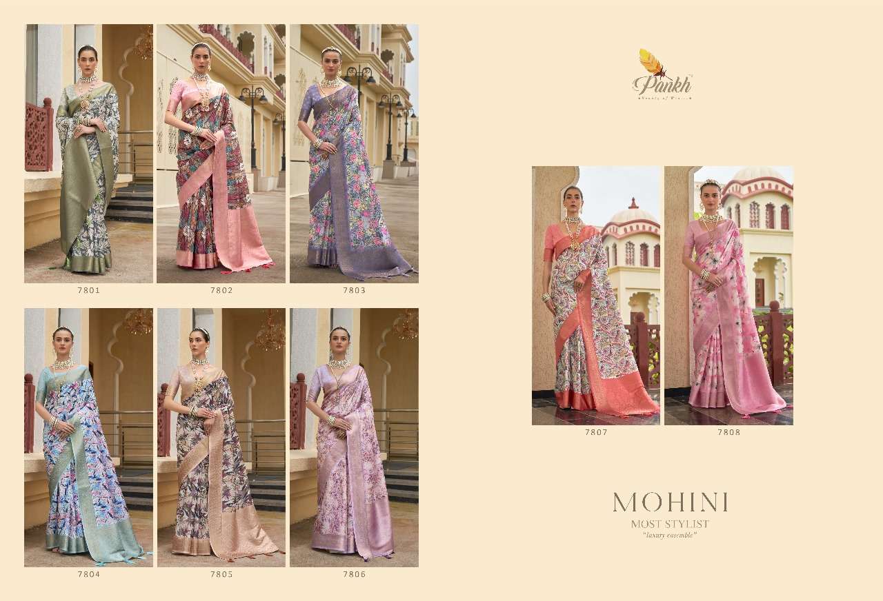 pankh kalam mohini fancy tusser silk beautiful look saree catalog