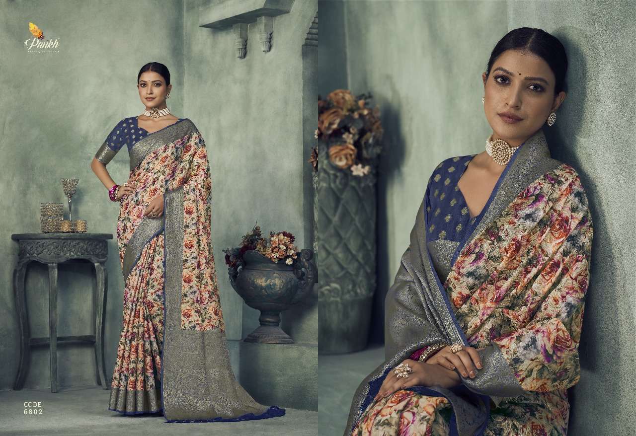 pankh navyaa fancy tissue silk regal look saree catalog