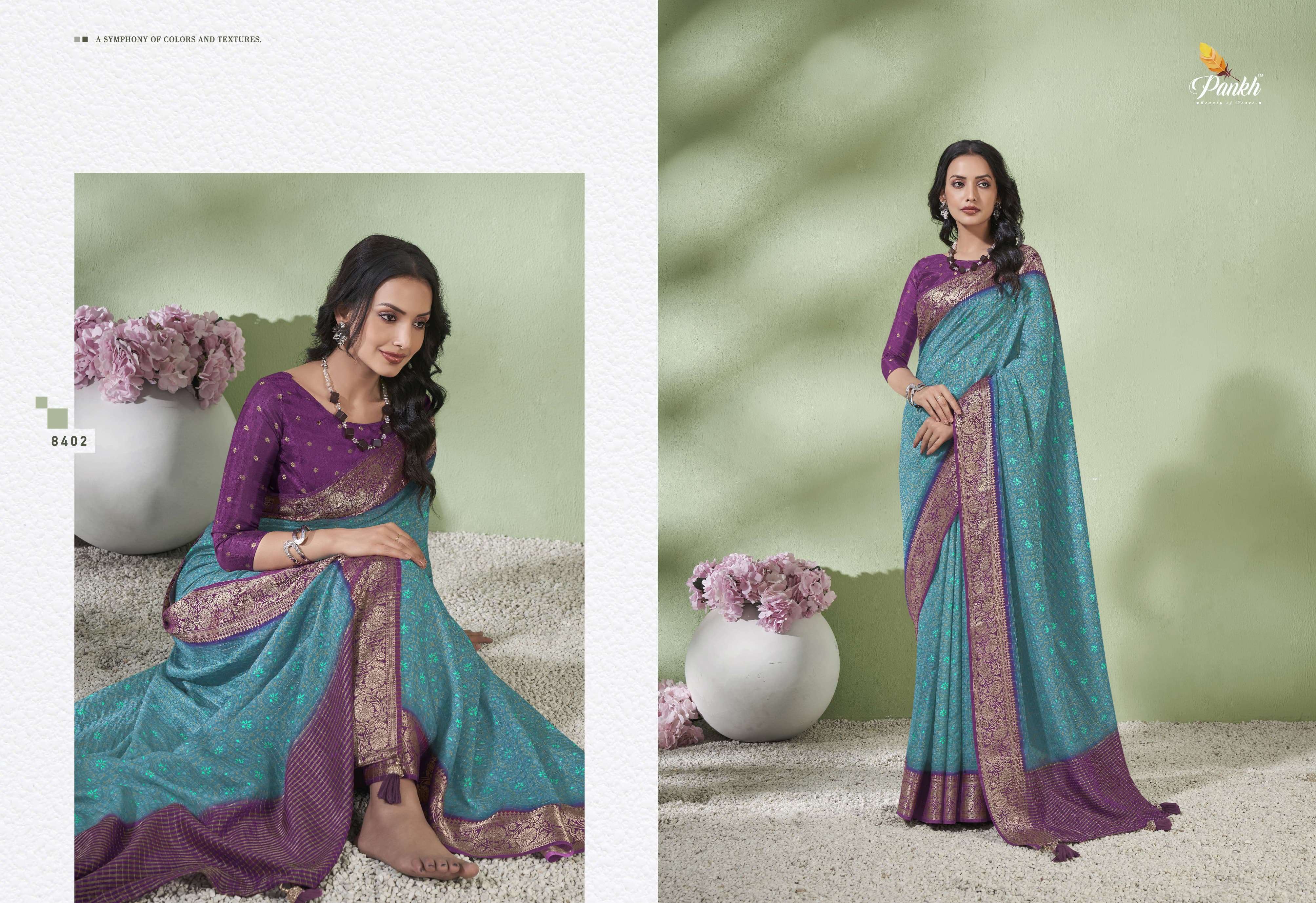 pankh smriti silk viscose beautiful look saree catalog