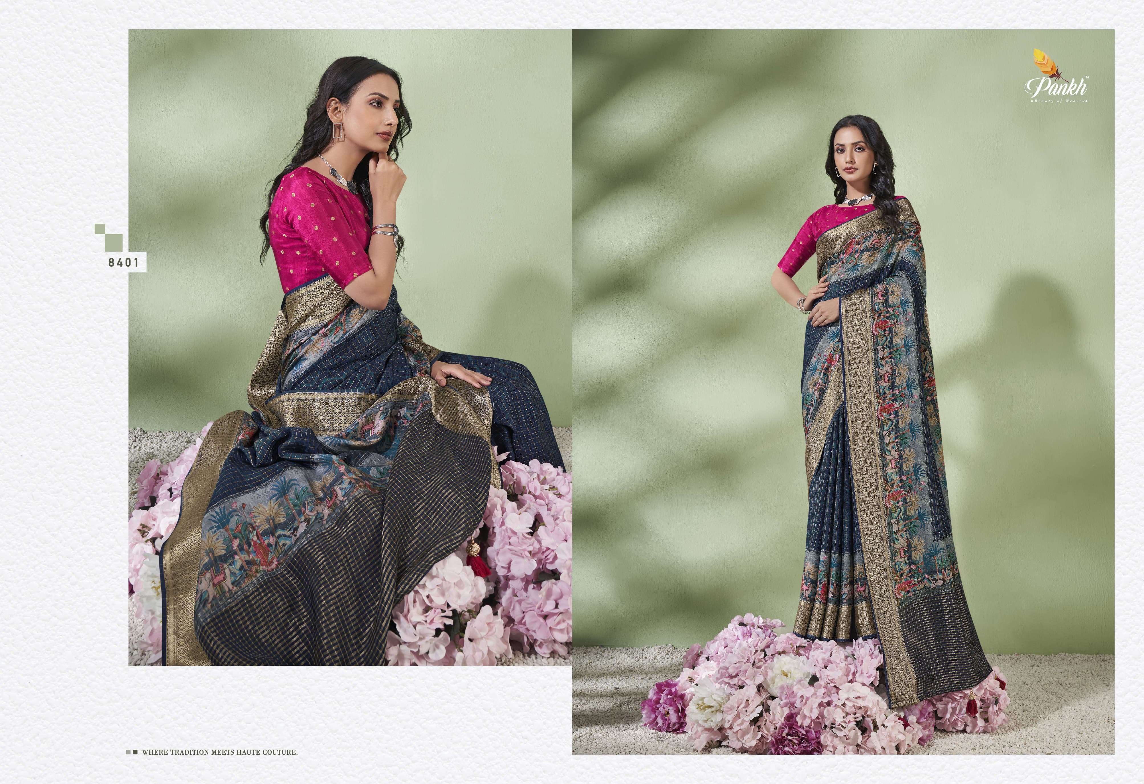 pankh smriti silk viscose beautiful look saree catalog