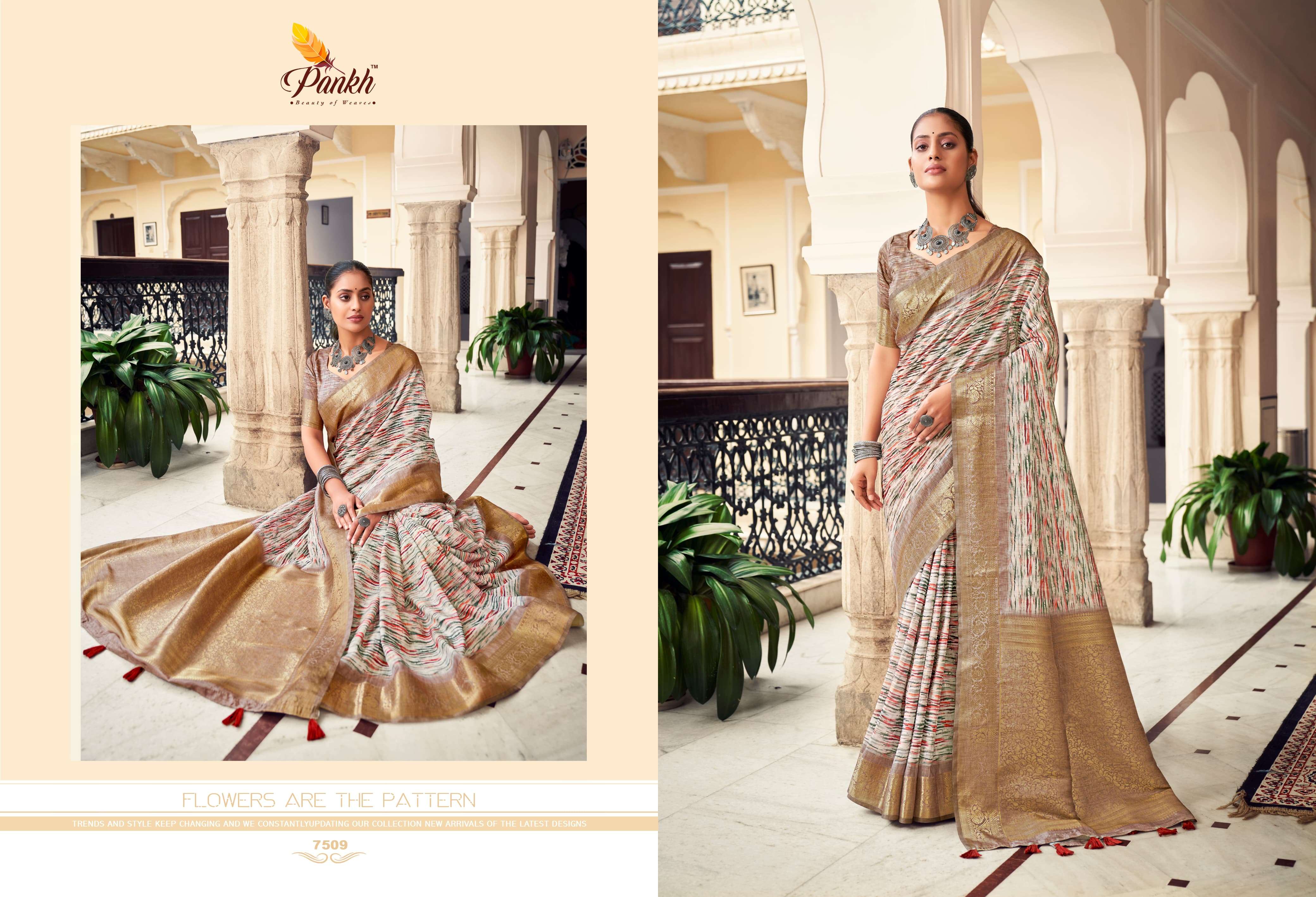 pankh sparking beauty mahak tussar silk innovative look saree catalog