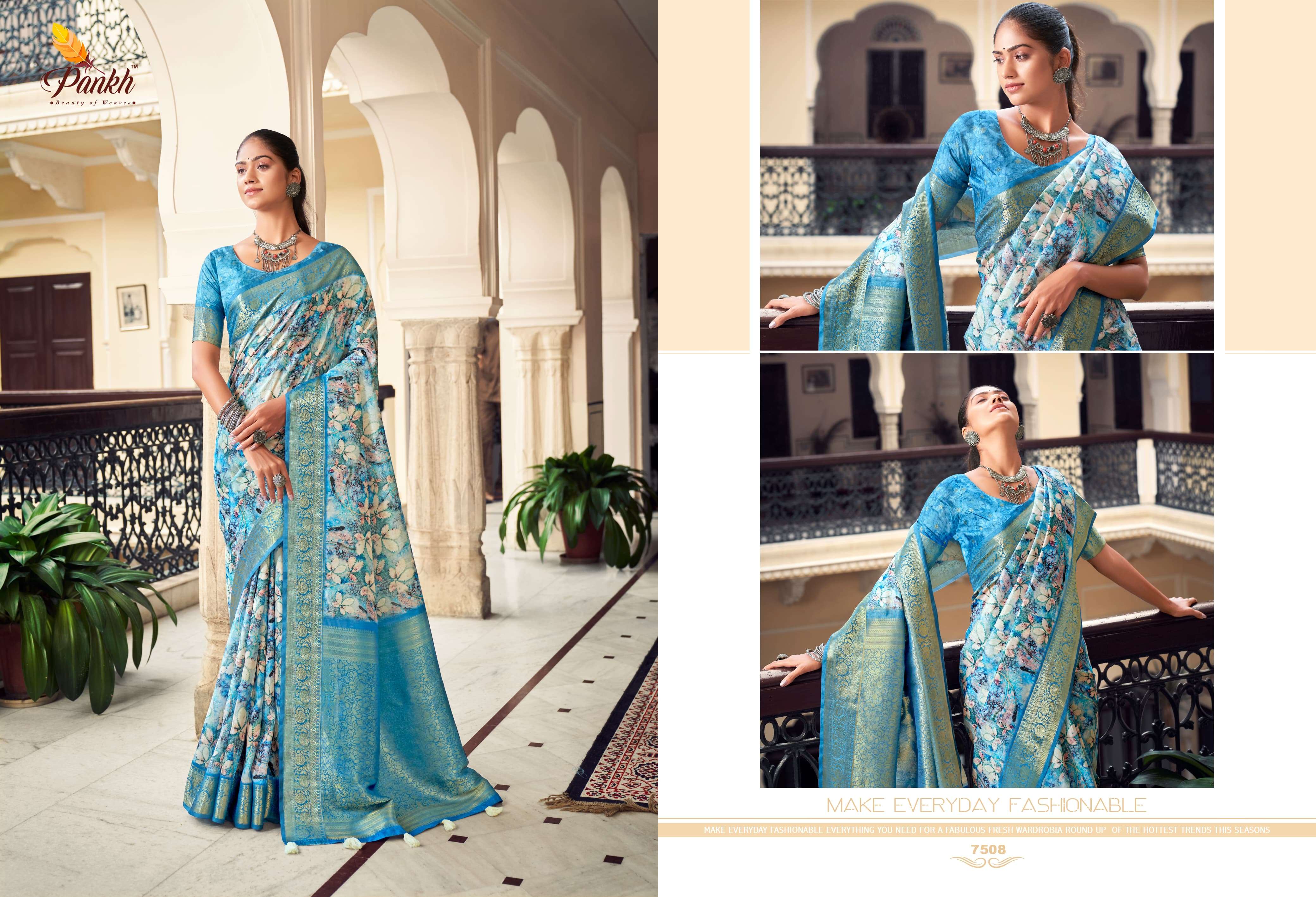 pankh sparking beauty mahak tussar silk innovative look saree catalog