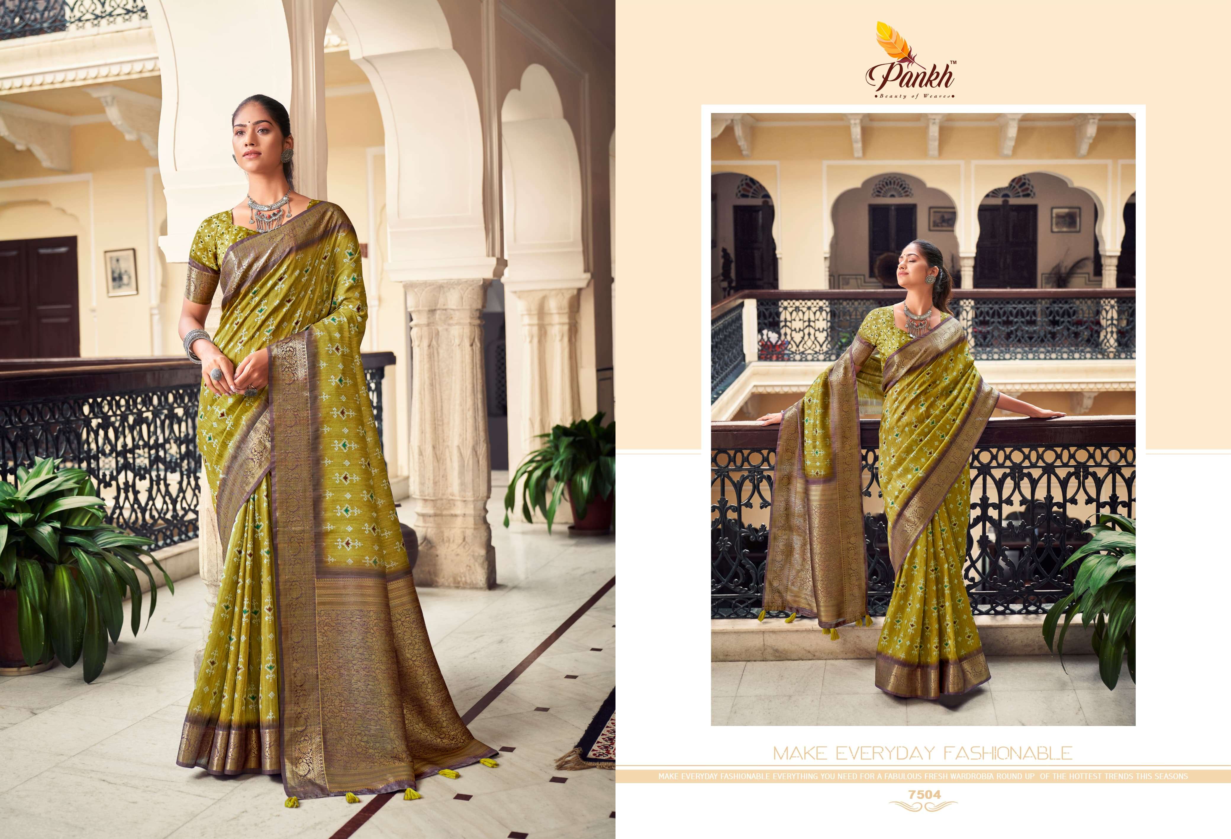 pankh sparking beauty mahak tussar silk innovative look saree catalog