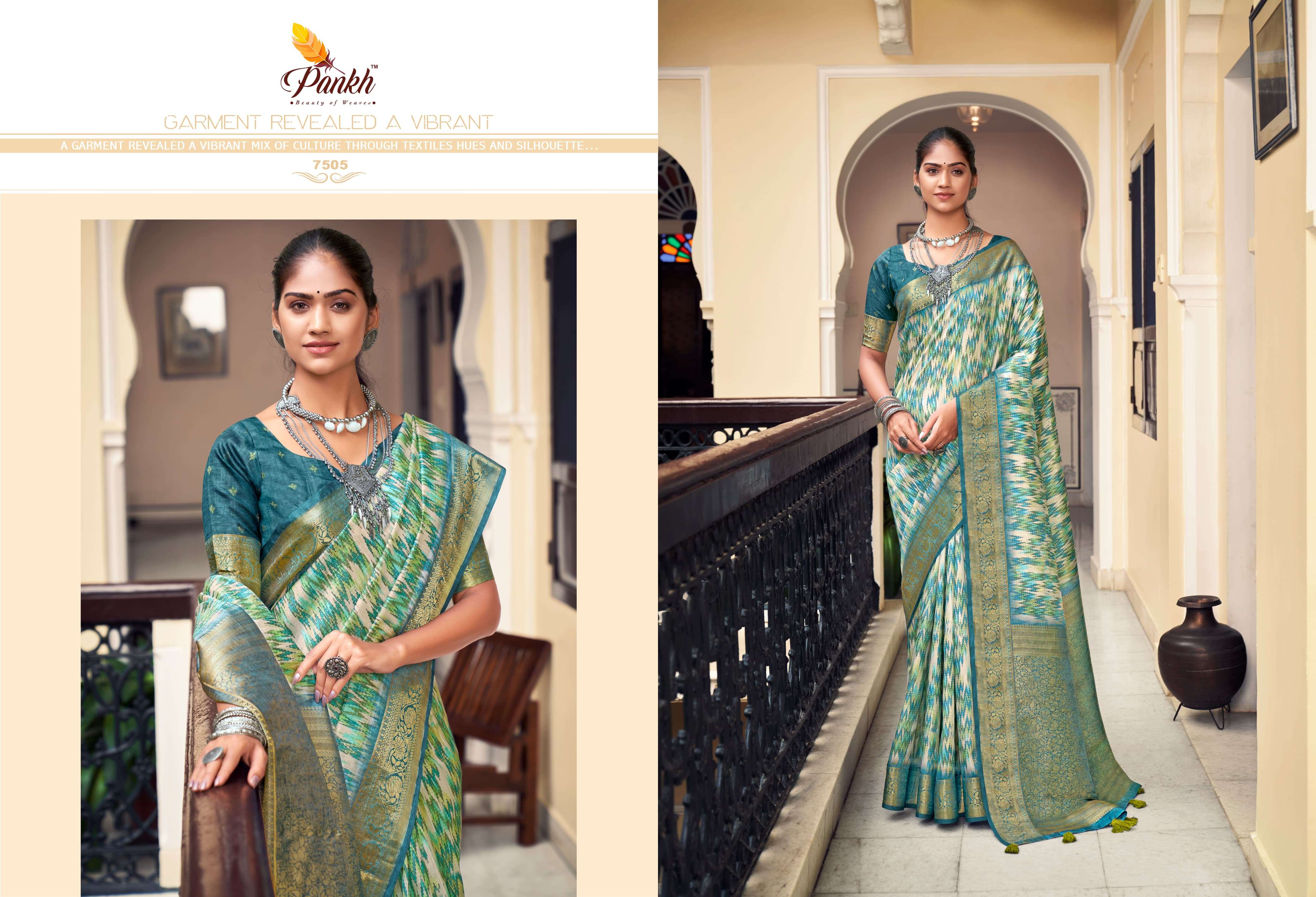 pankh sparking beauty mahak tussar silk innovative look saree catalog