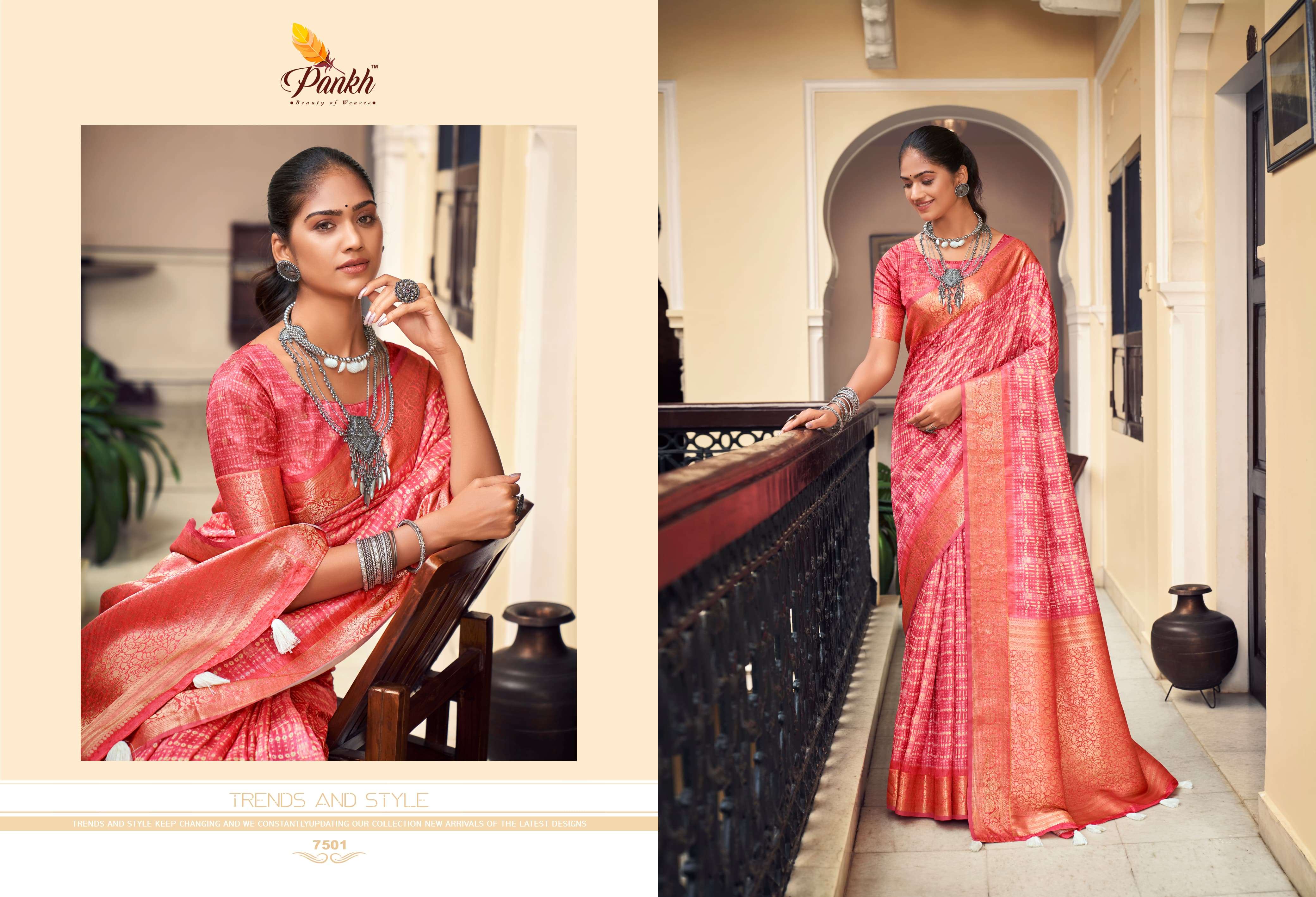 pankh sparking beauty mahak tussar silk innovative look saree catalog