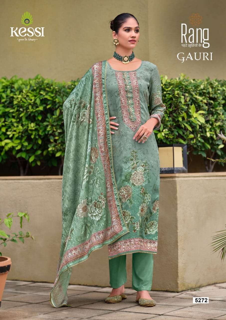 rang gauri muslin pure natural crape beautiful look salwar suit catalog