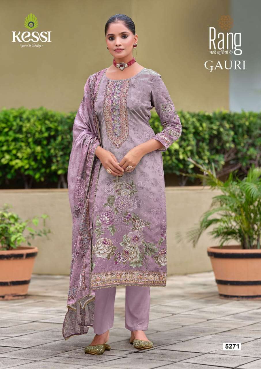 rang gauri muslin pure natural crape beautiful look salwar suit catalog