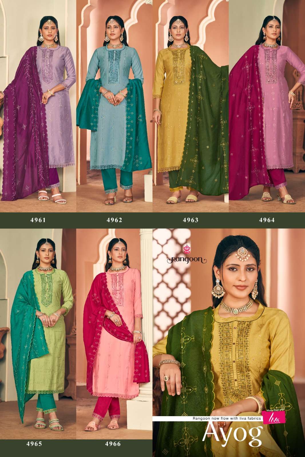 rangoon ayog viscose beutiful look top bottom with dupatta catalog