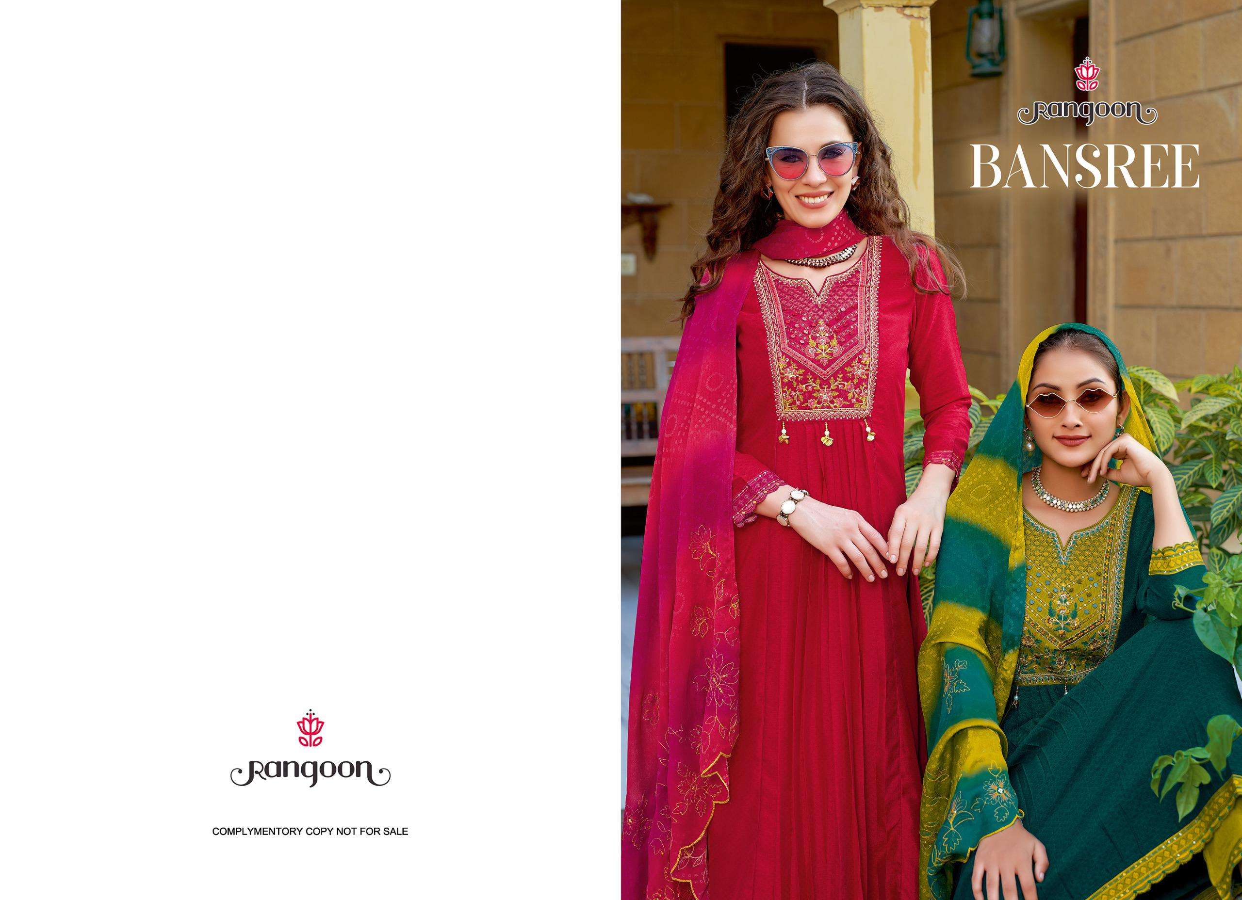 rangoon bansree silk elegant print top bottom with dupatta catalog