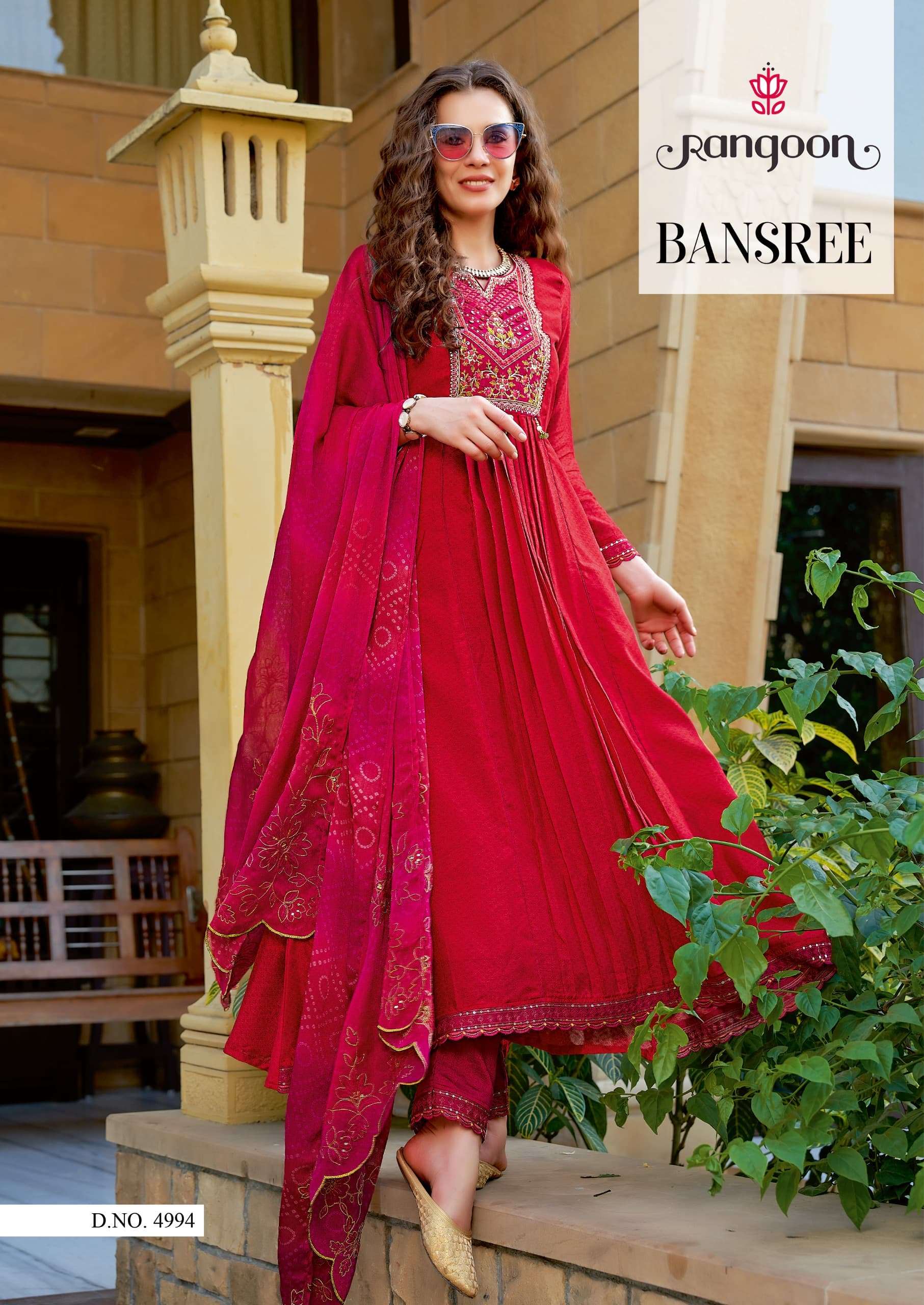 rangoon bansree silk elegant print top bottom with dupatta catalog