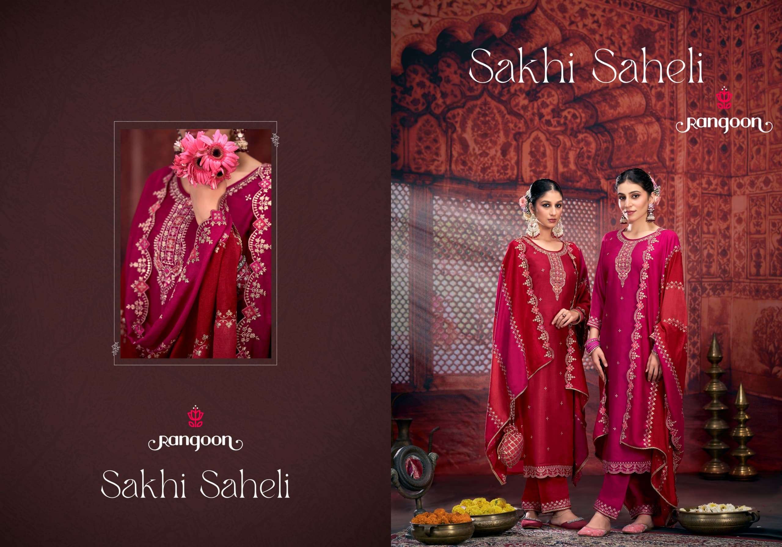 rangoon sakhi saheli beutiful look top bottom with dupatta catalog