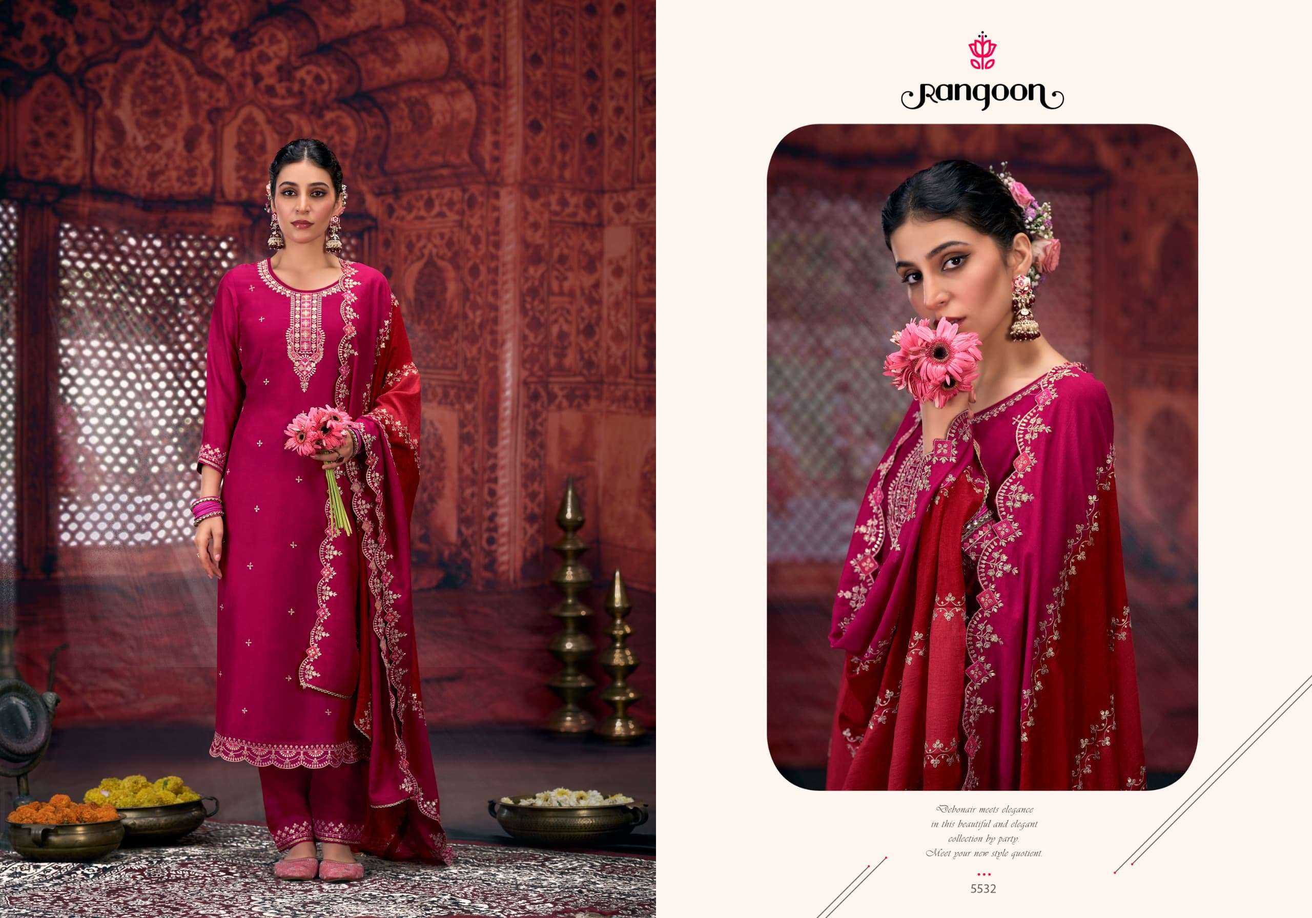 rangoon sakhi saheli beutiful look top bottom with dupatta catalog