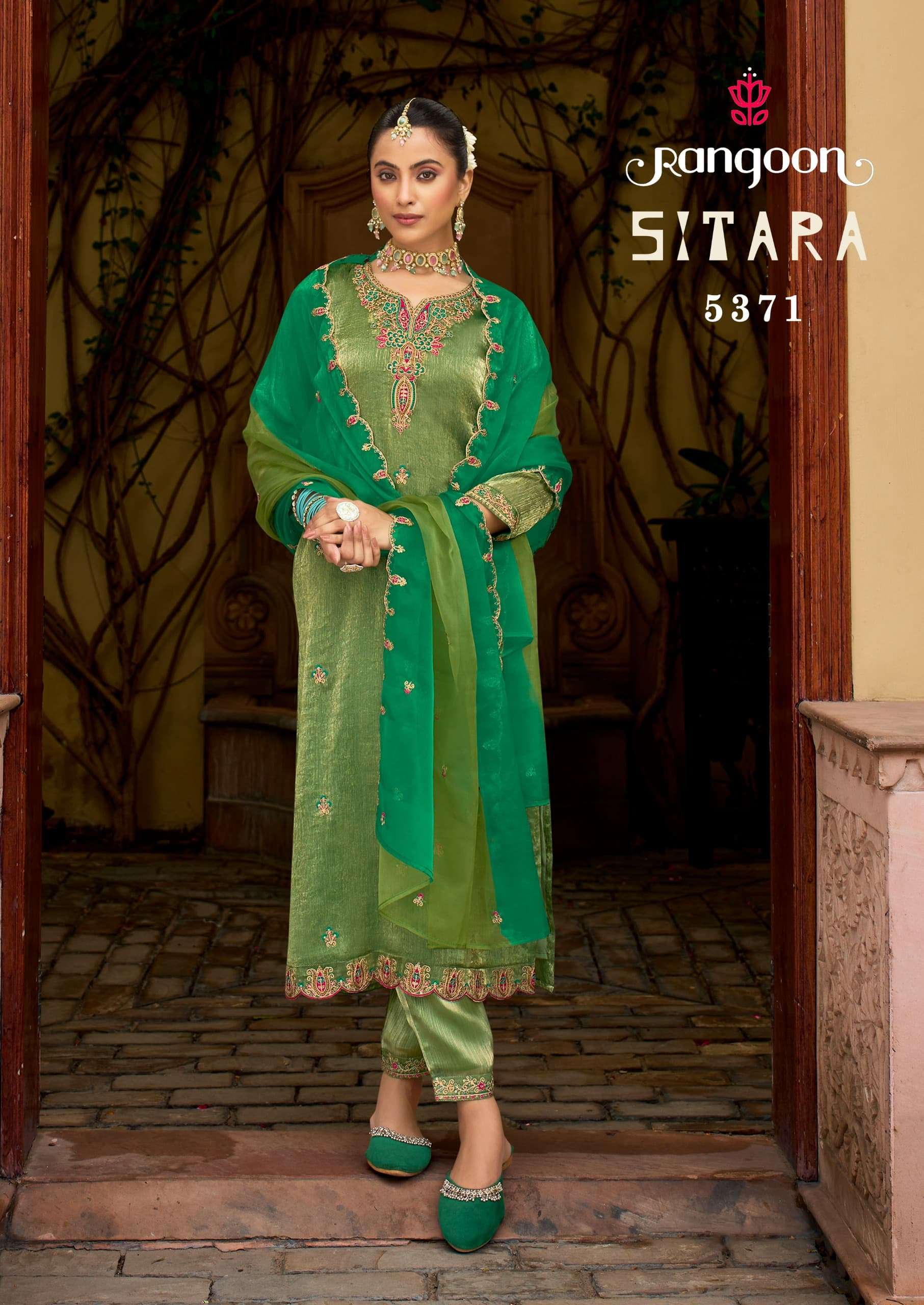 rangoon sitara Burberry Silk  ecxlusive print top bottom with dupatta catalog