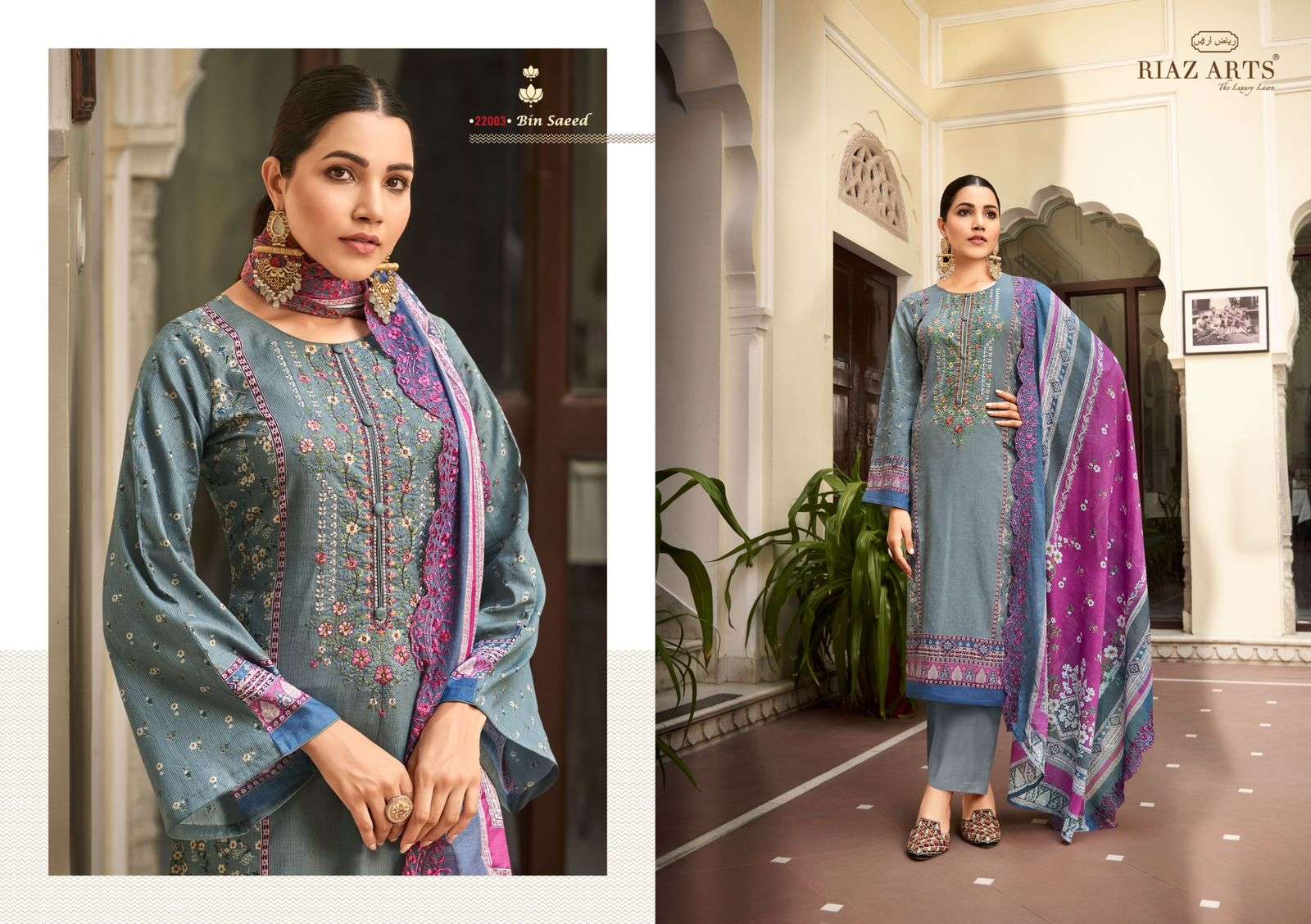 riaz arts bin saeed cotton exclusive print salwar suit catalog