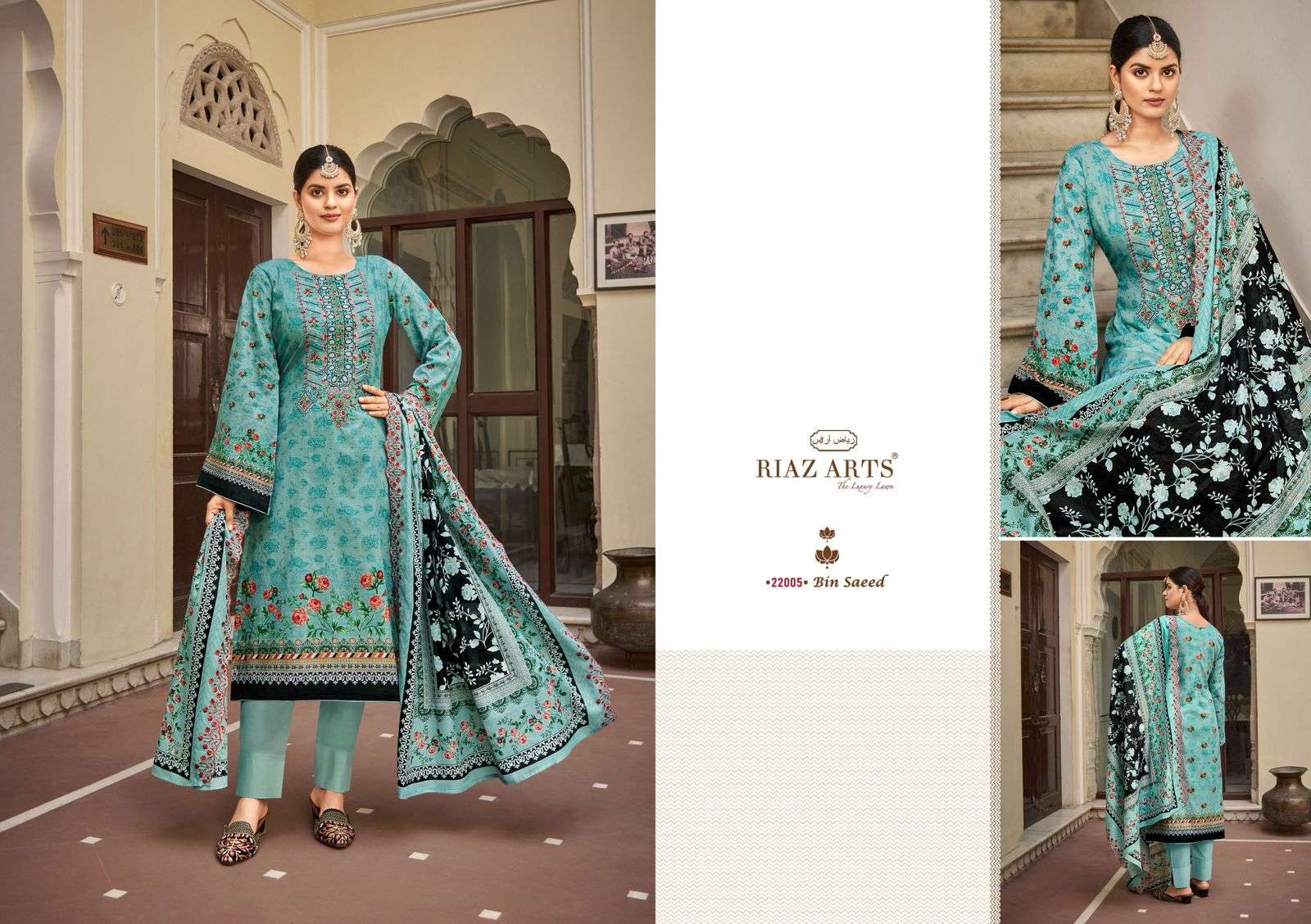 riaz arts bin saeed cotton exclusive print salwar suit catalog