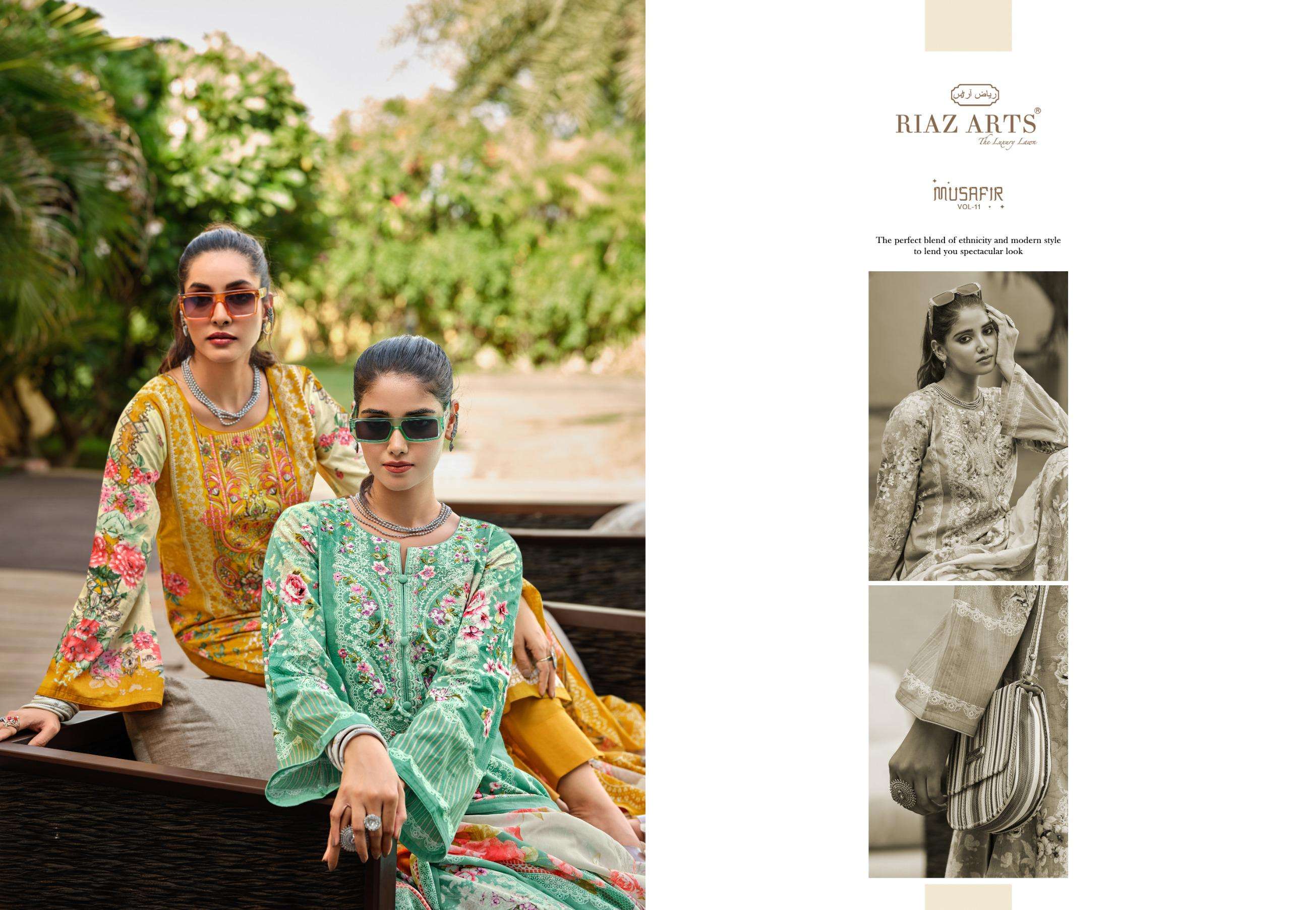 riaz arts musafir vol 11 karachi cotton exclusive print salwar suit catalog