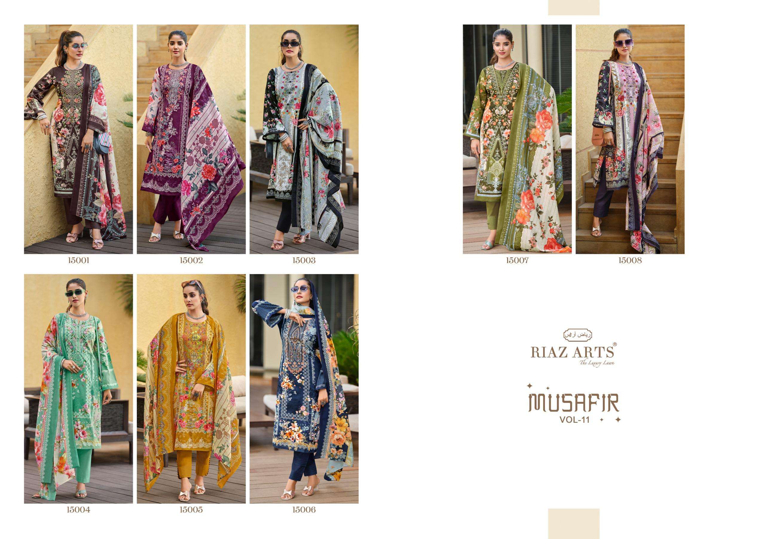 riaz arts musafir vol 11 karachi cotton exclusive print salwar suit catalog