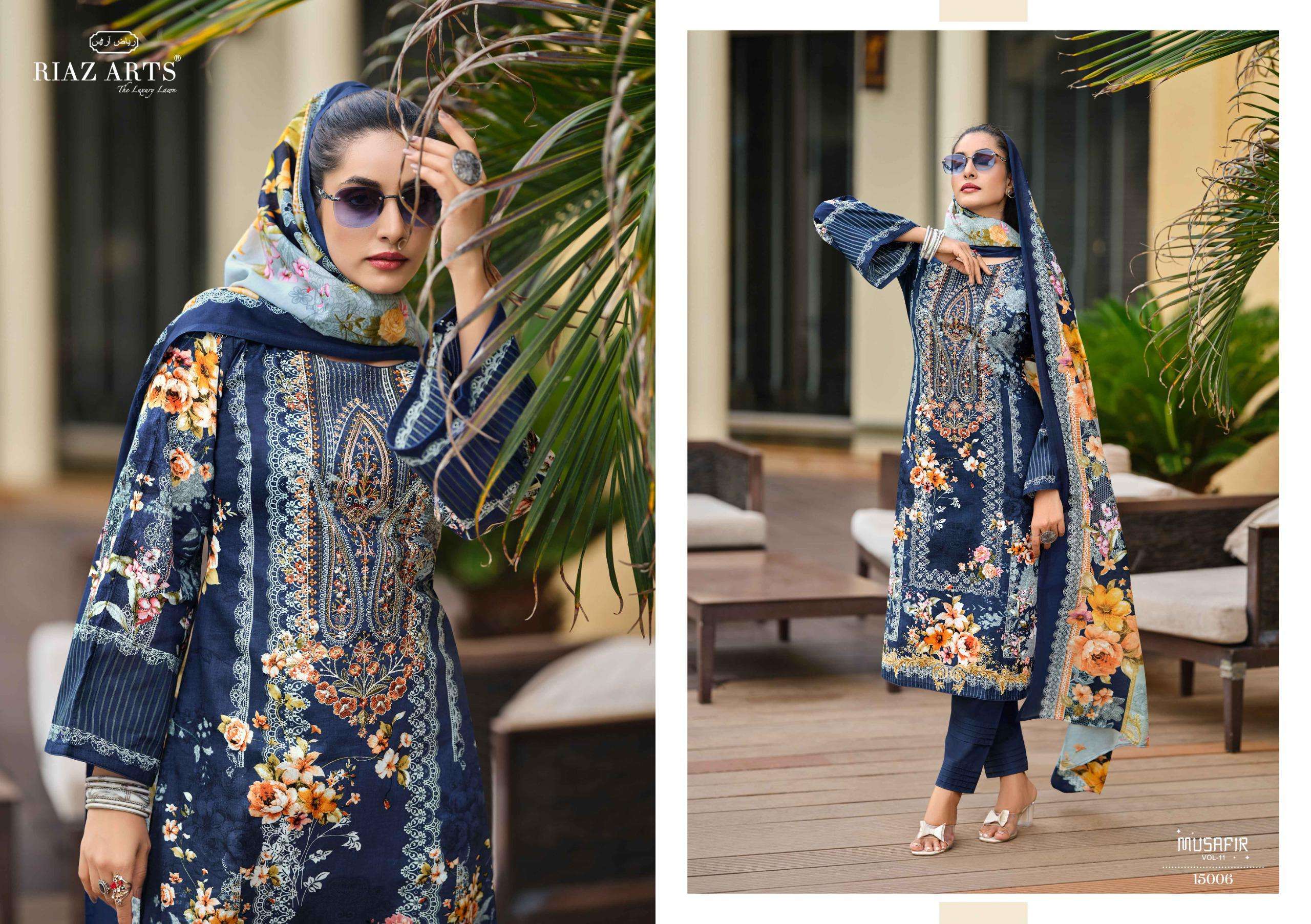 riaz arts musafir vol 11 karachi cotton exclusive print salwar suit catalog