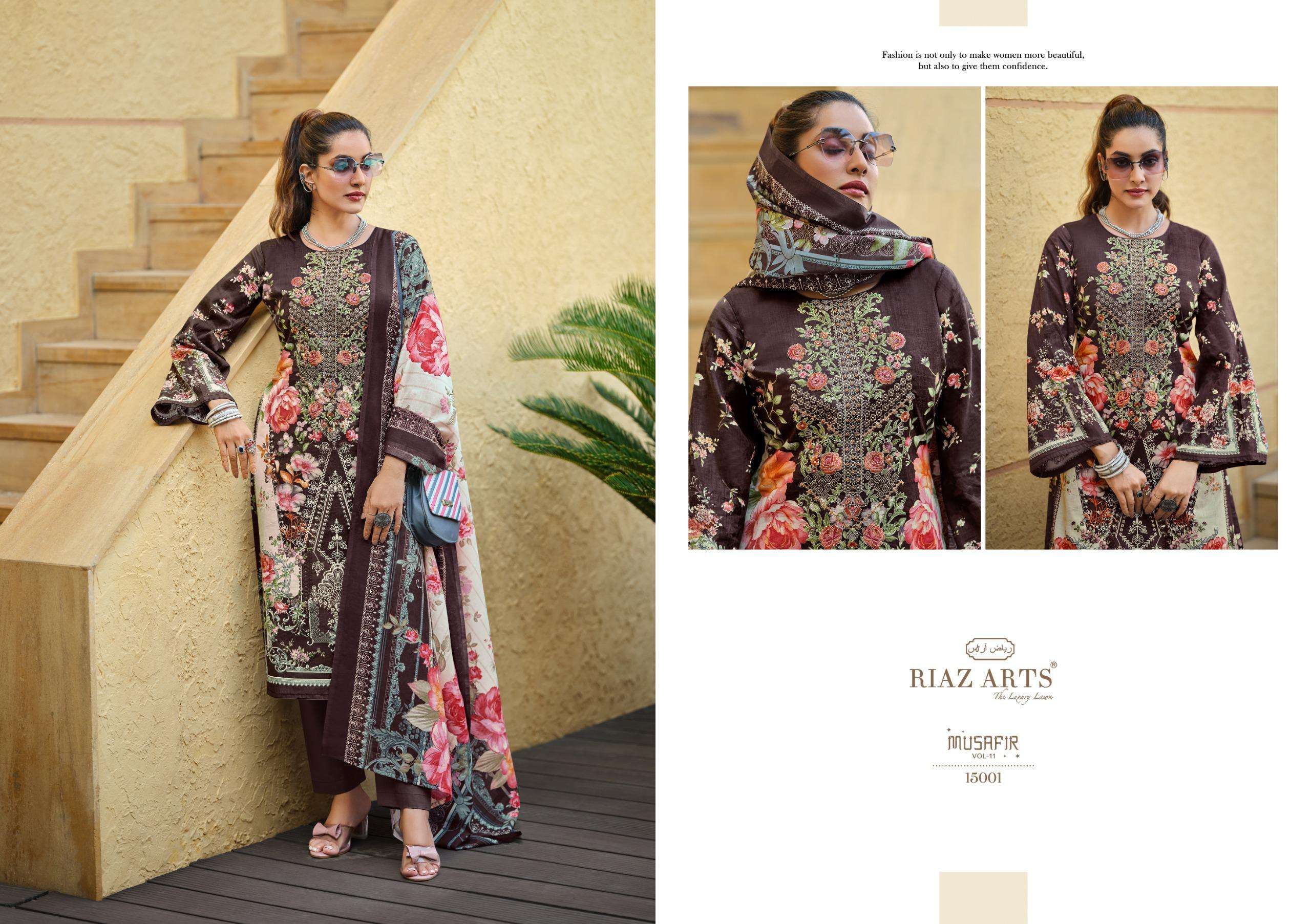 riaz arts musafir vol 11 karachi cotton exclusive print salwar suit catalog