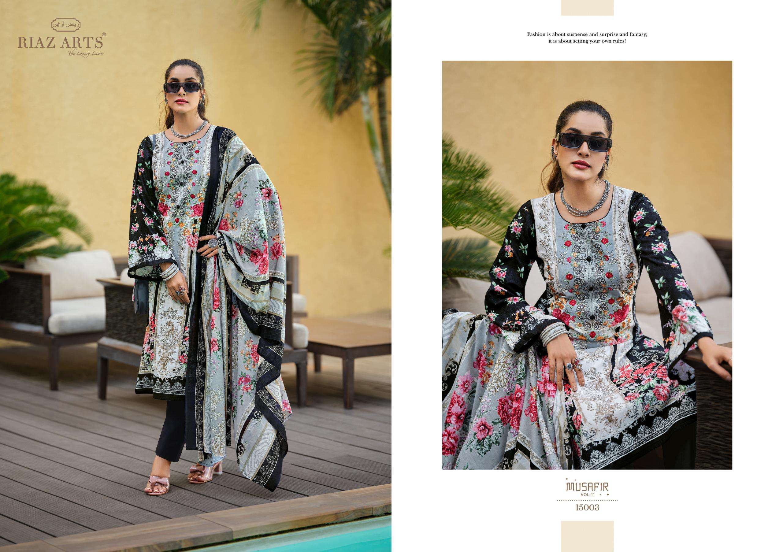 riaz arts musafir vol 11 karachi cotton exclusive print salwar suit catalog