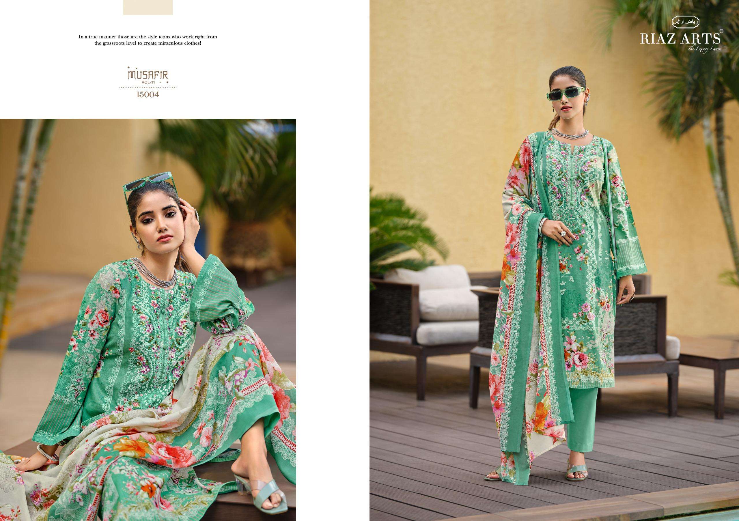 riaz arts musafir vol 11 karachi cotton exclusive print salwar suit catalog