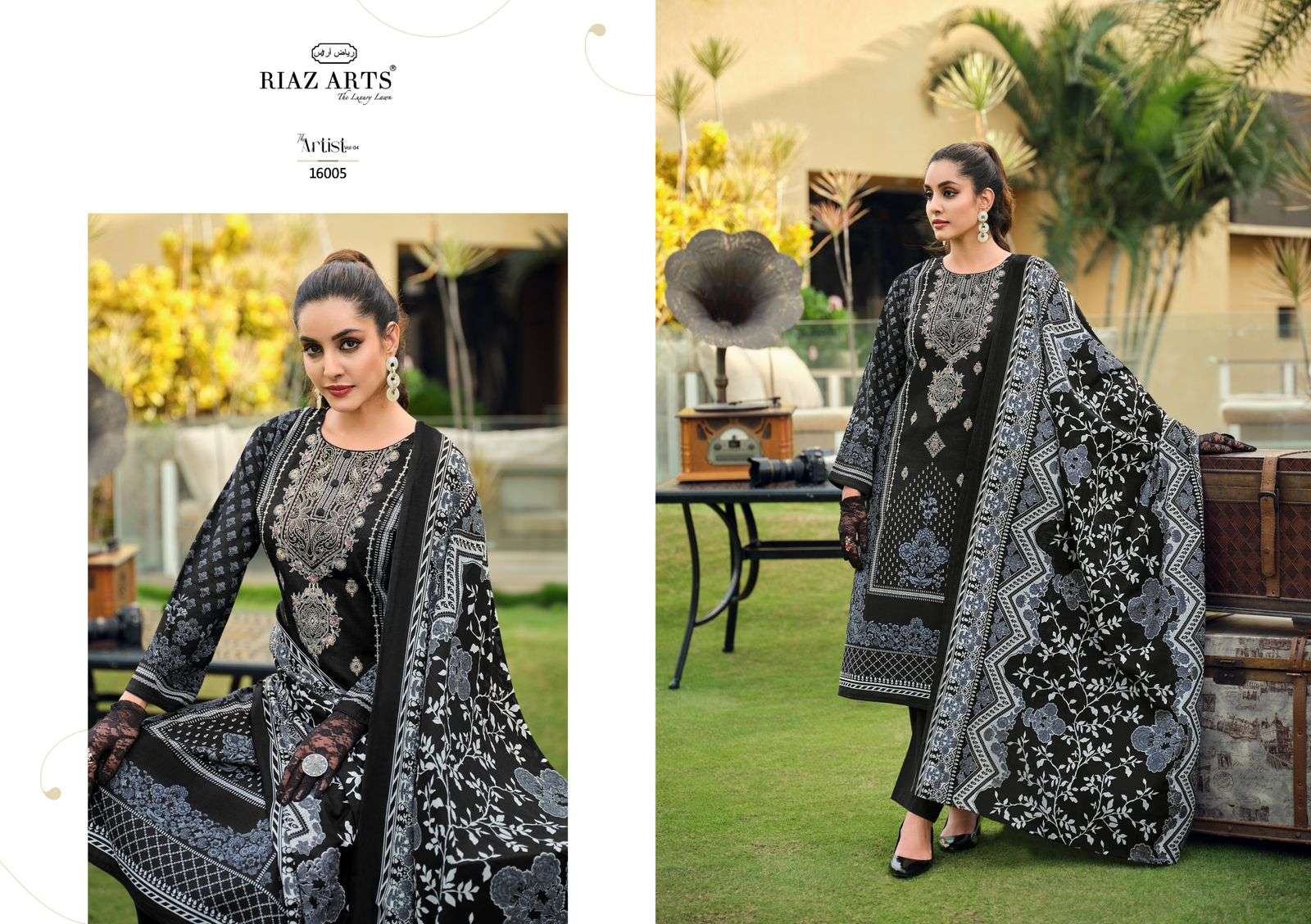 riaz arts the artist vol 4 karachi lawn cotton exclusive print salwar suit catalog