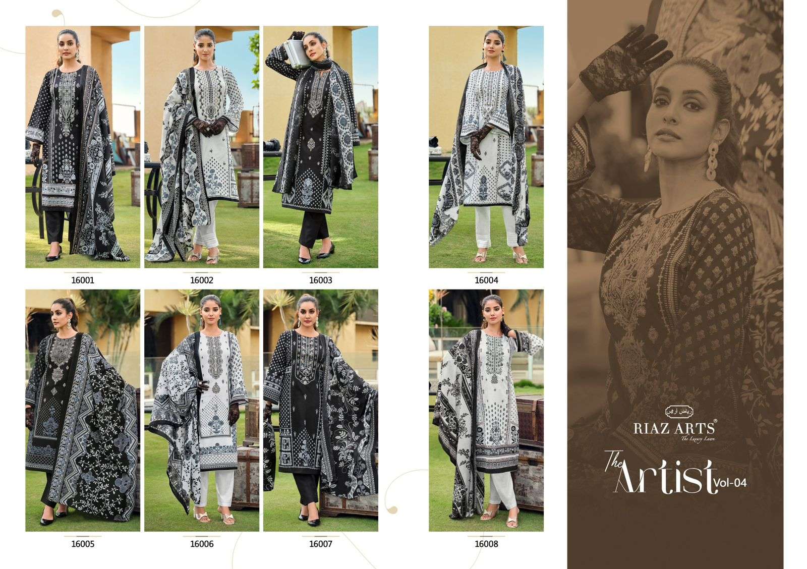 riaz arts the artist vol 4 karachi lawn cotton exclusive print salwar suit catalog