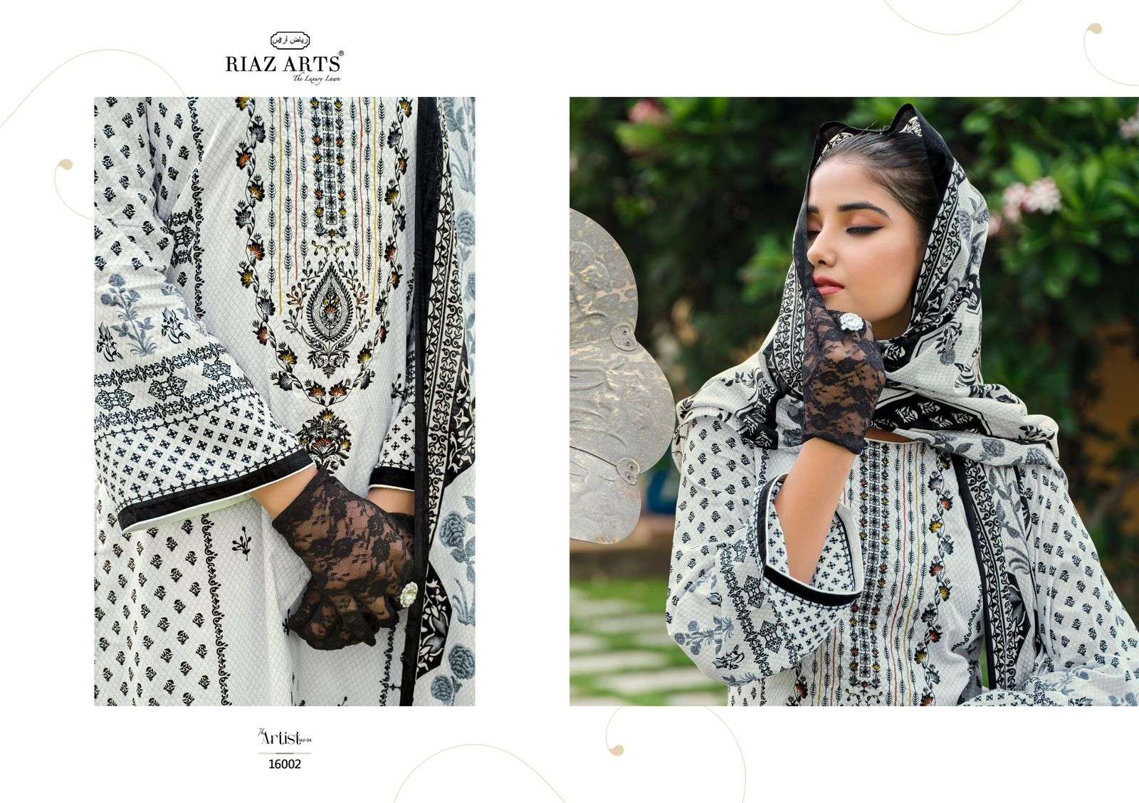 riaz arts the artist vol 4 karachi lawn cotton exclusive print salwar suit catalog