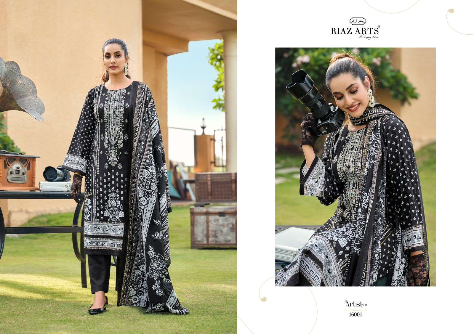 riaz arts the artist vol 4 karachi lawn cotton exclusive print salwar suit catalog