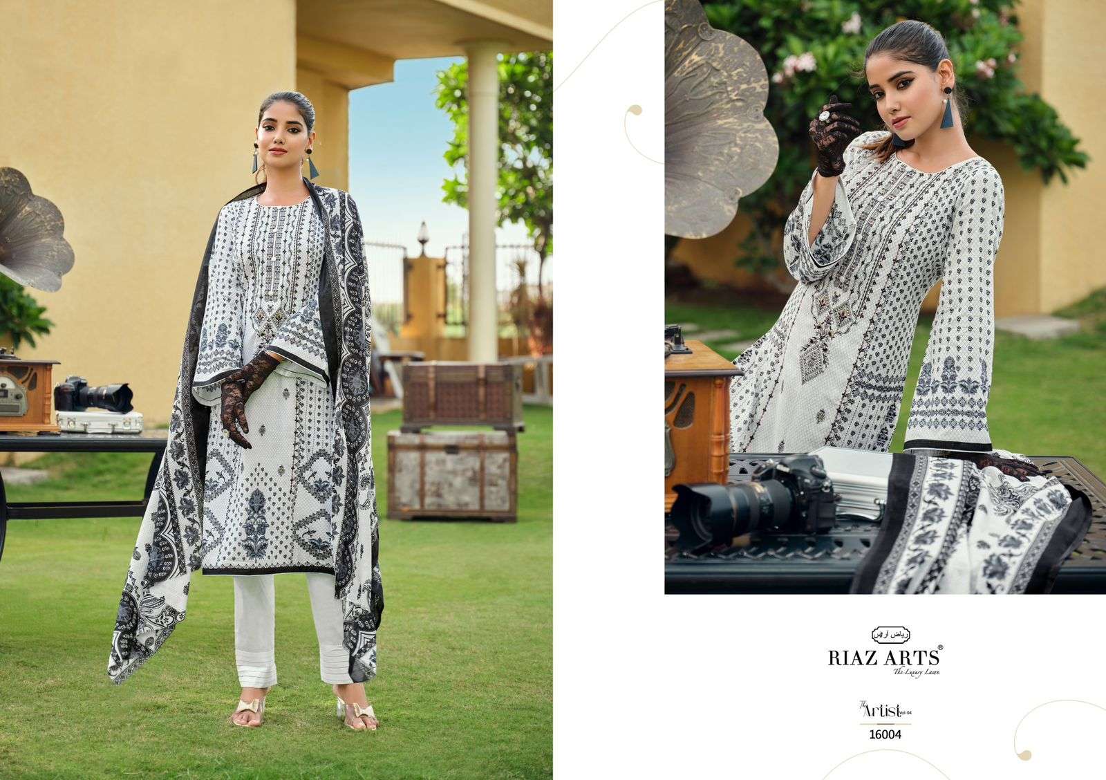 riaz arts the artist vol 4 karachi lawn cotton exclusive print salwar suit catalog