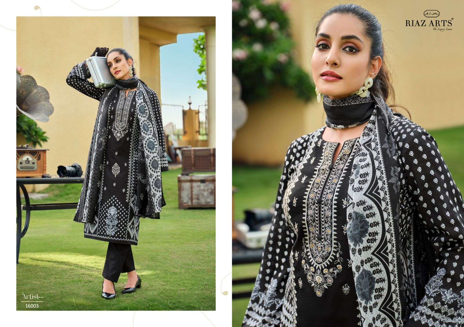 riaz arts the artist vol 4 karachi lawn cotton exclusive print salwar suit catalog