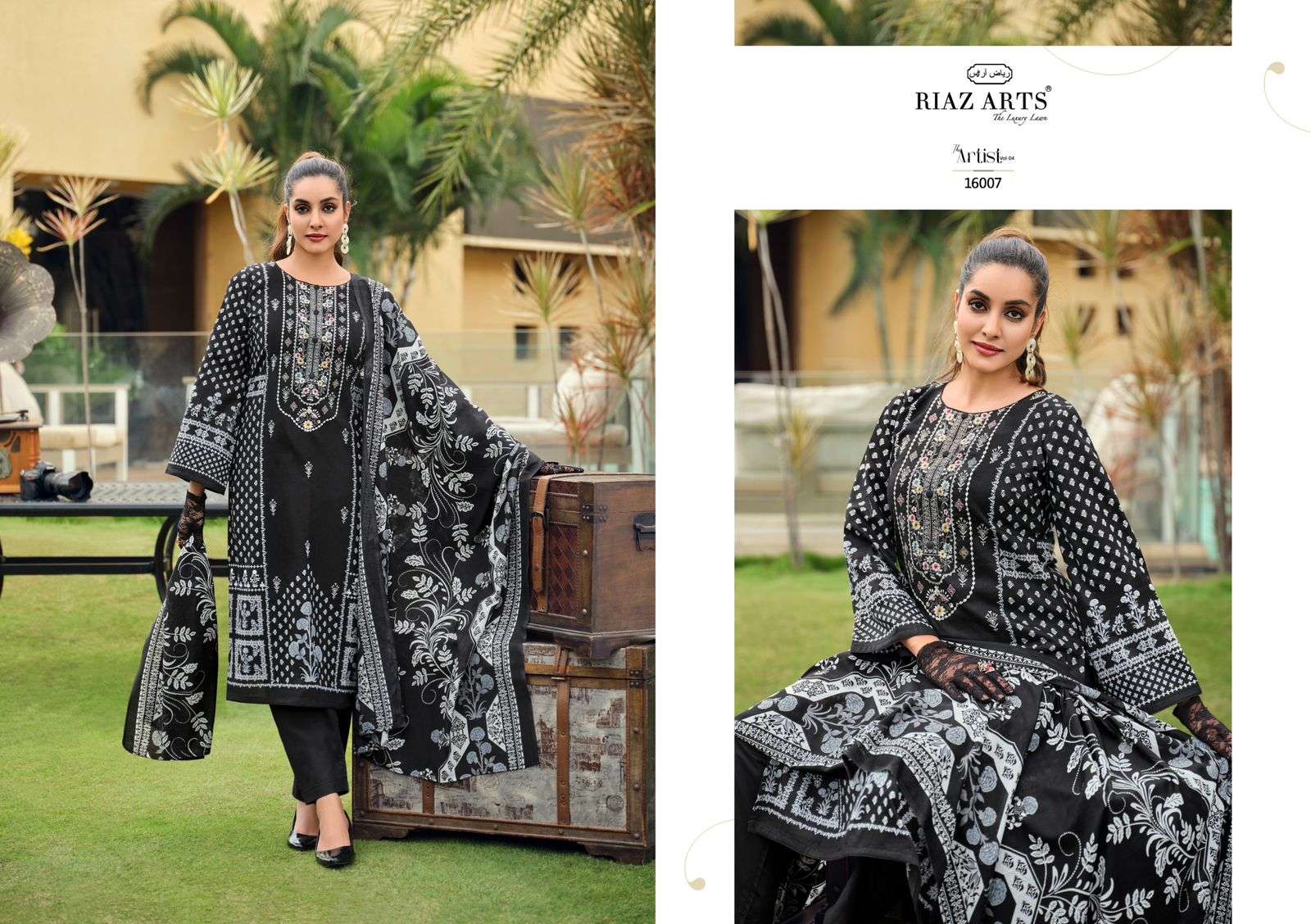 riaz arts the artist vol 4 karachi lawn cotton exclusive print salwar suit catalog