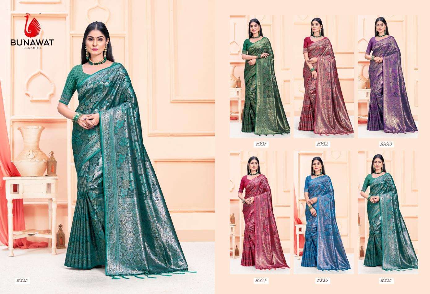 sangam prints bunawat asha satan satin silk exclusive look saree catalog