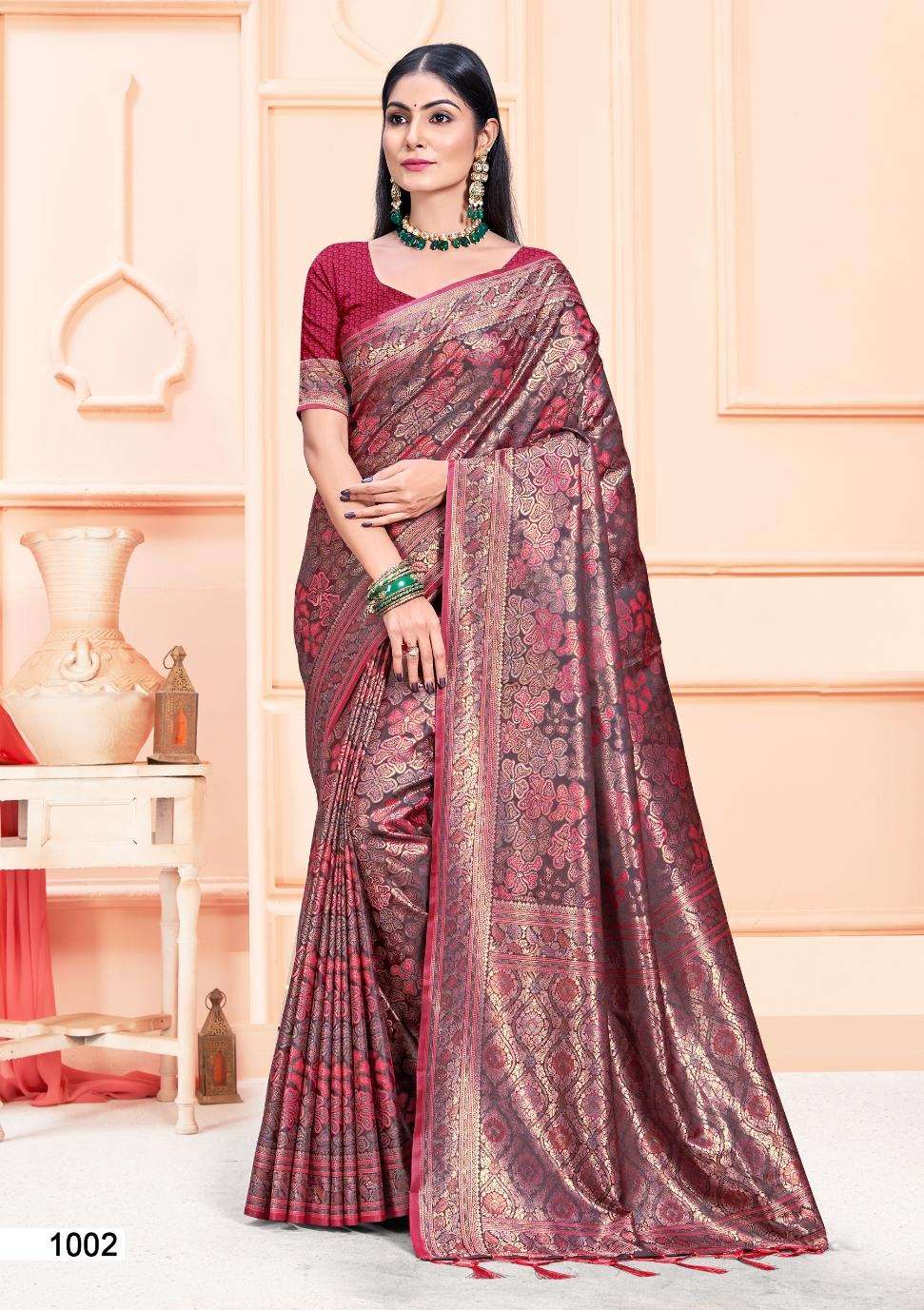 sangam prints bunawat asha satan satin silk exclusive look saree catalog