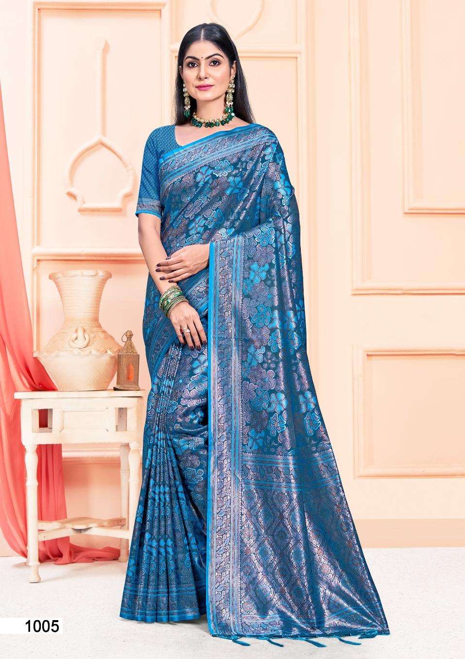 sangam prints bunawat asha satan satin silk exclusive look saree catalog