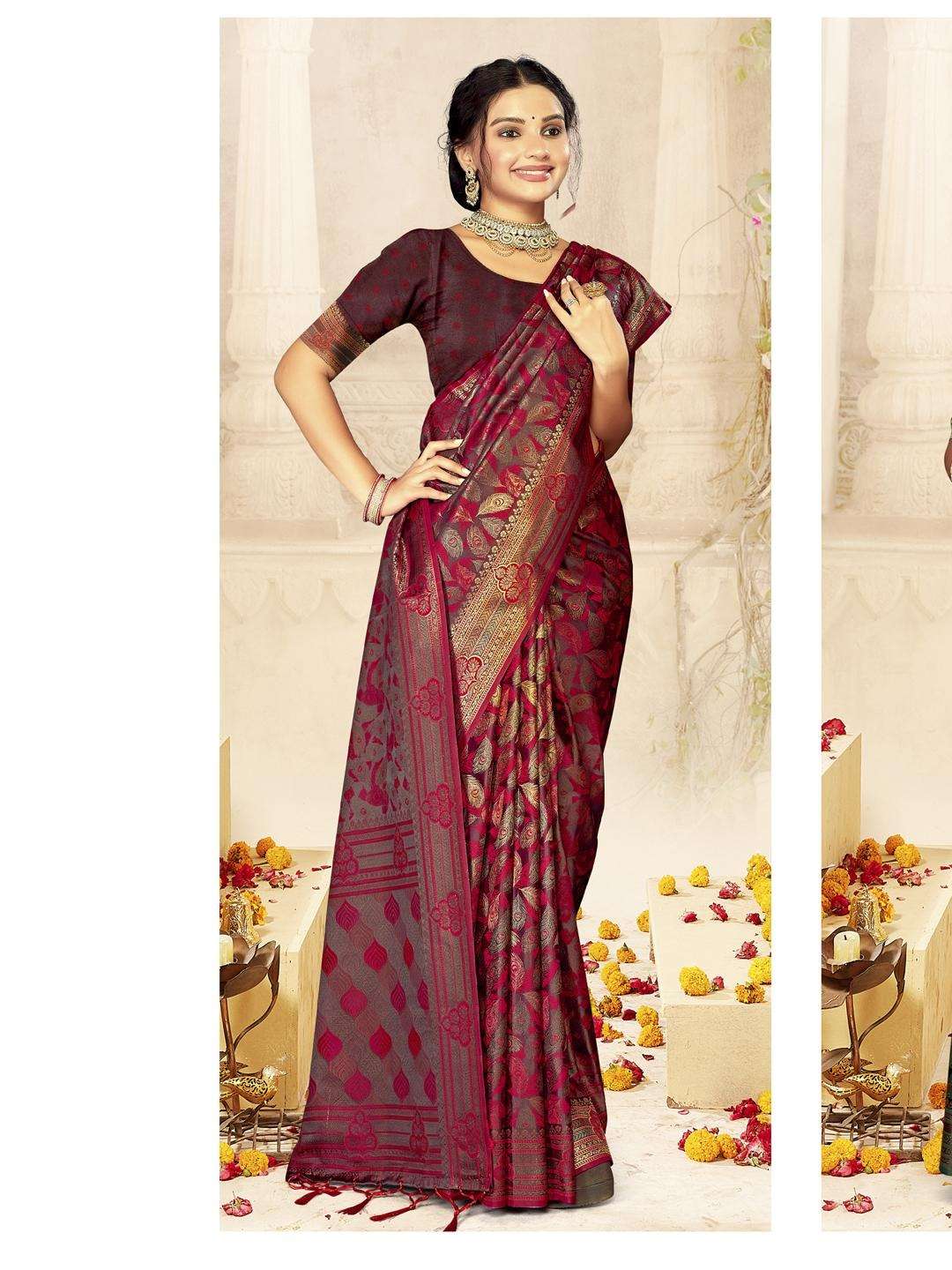 sangam prints bunawat sulekha satan   satin silk decent look saree catlog