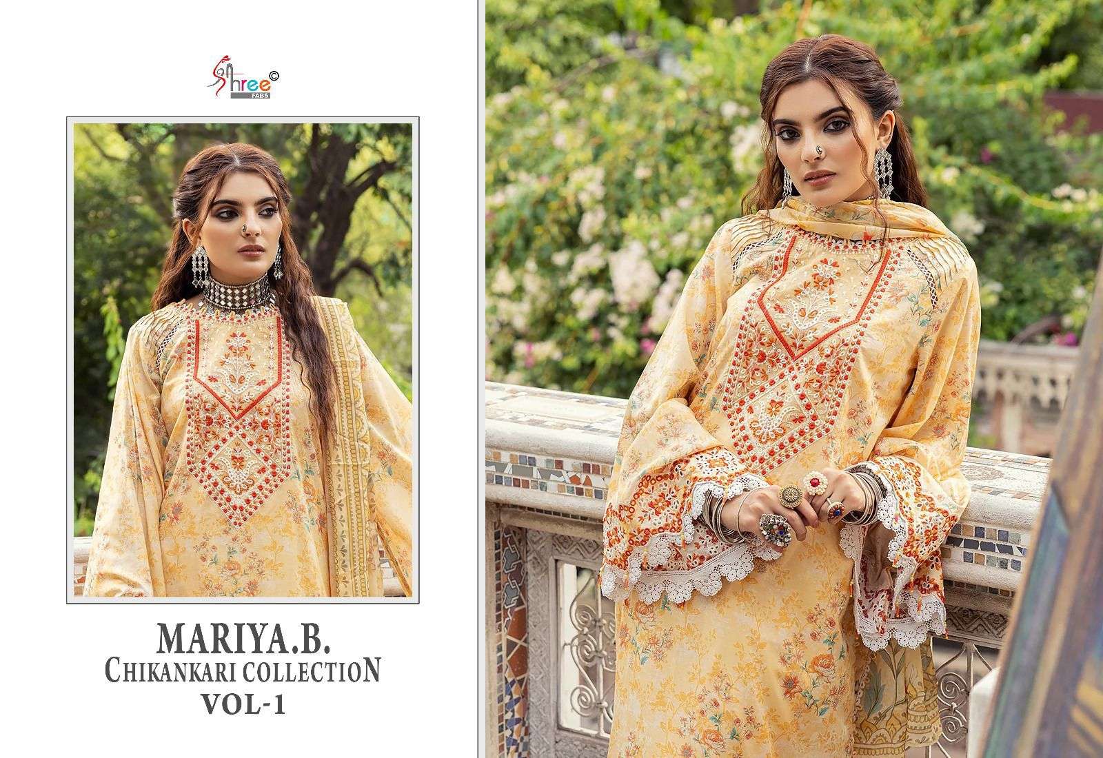 shree fab mariya b chikankari collection vol 1 attrective look salwar suit with cotton dupatta catalog