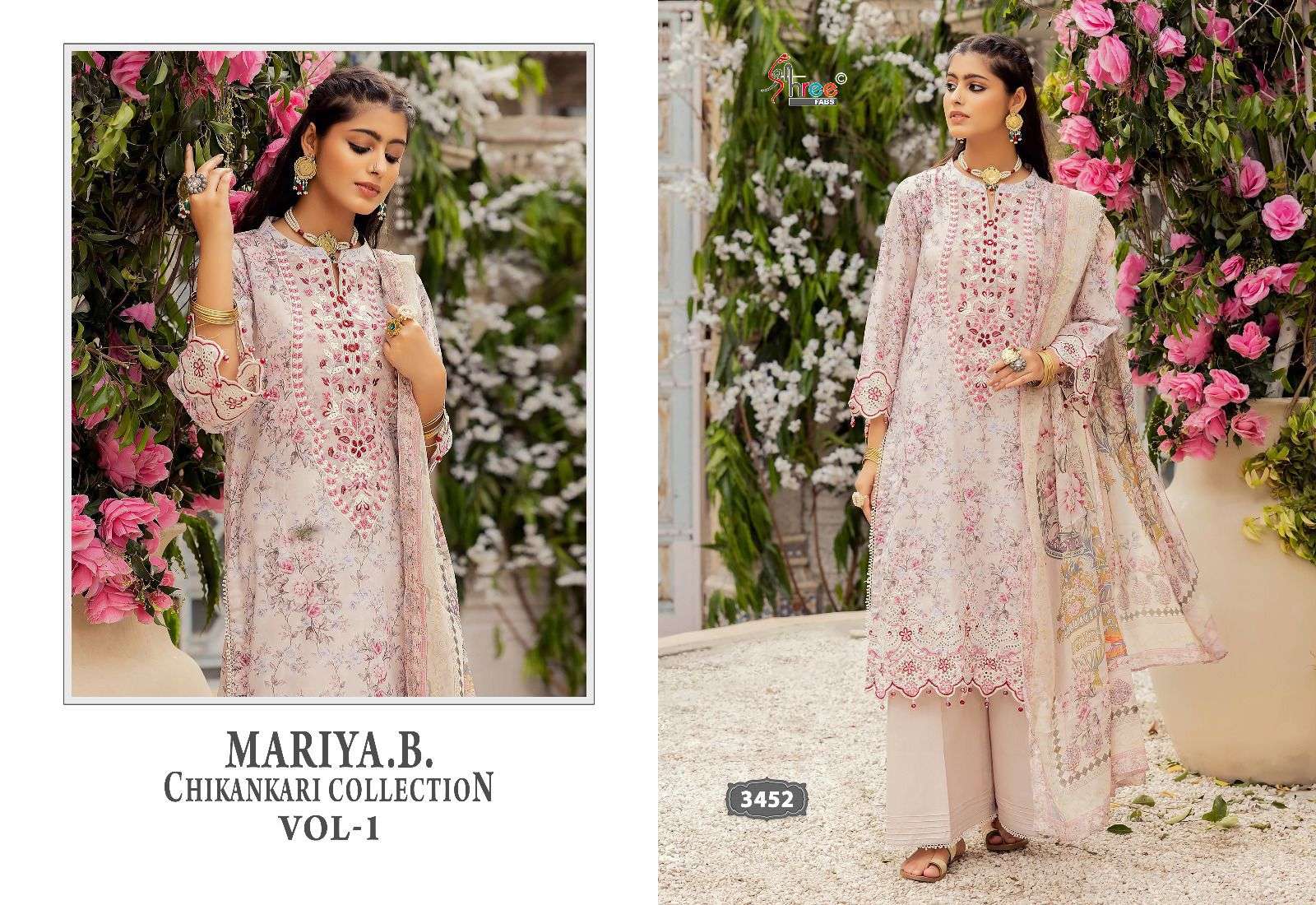 shree fab mariya b chikankari collection vol 1 attrective look salwar suit with cotton dupatta catalog