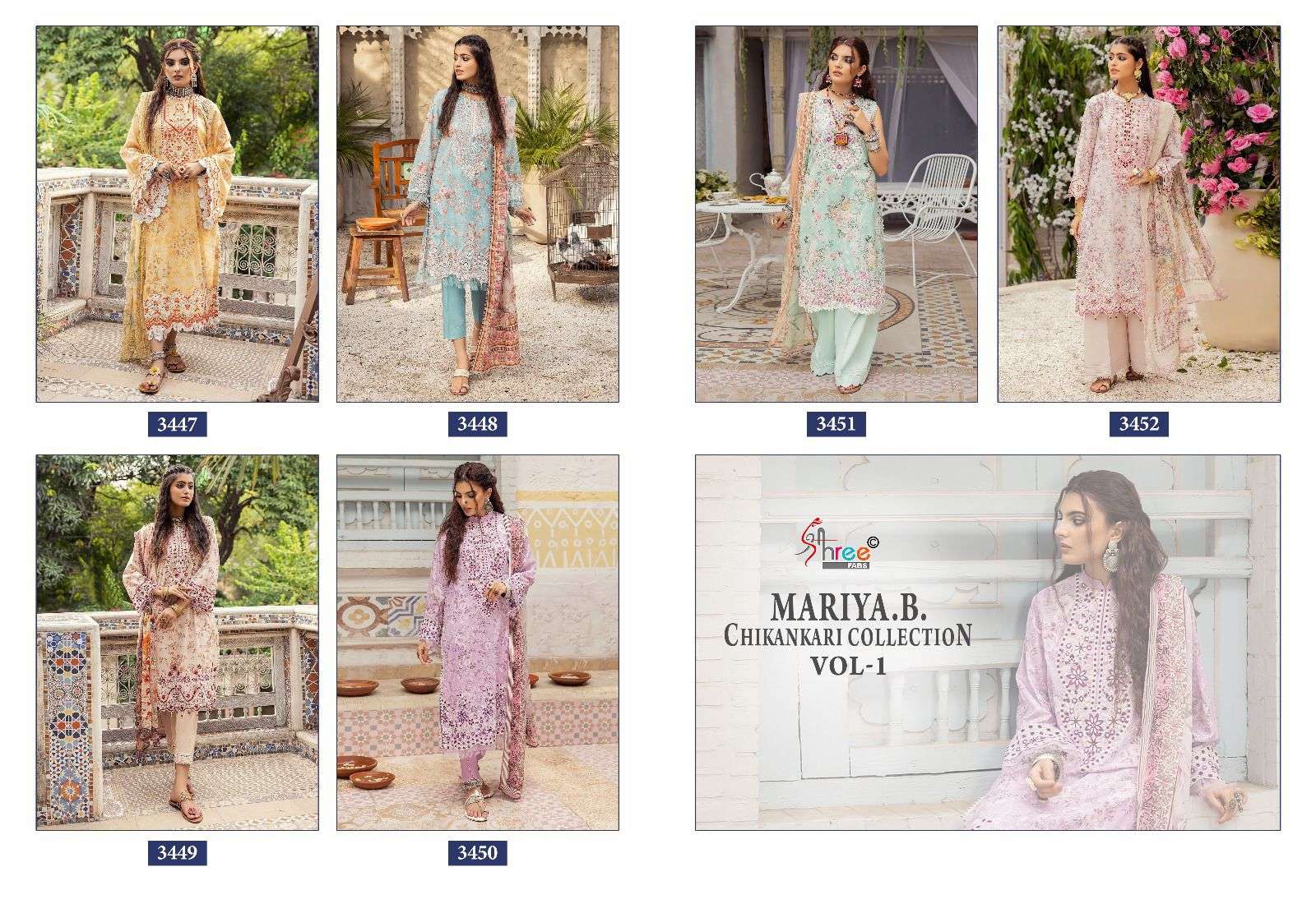 shree fab mariya b chikankari collection vol 1 attrective look salwar suit with cotton dupatta catalog