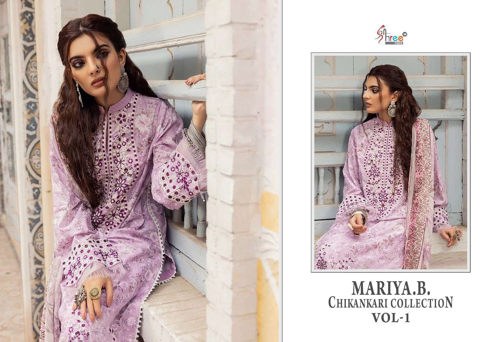 shree fab mariya b chikankari collection vol 1 attrective look salwar suit with cotton dupatta catalog