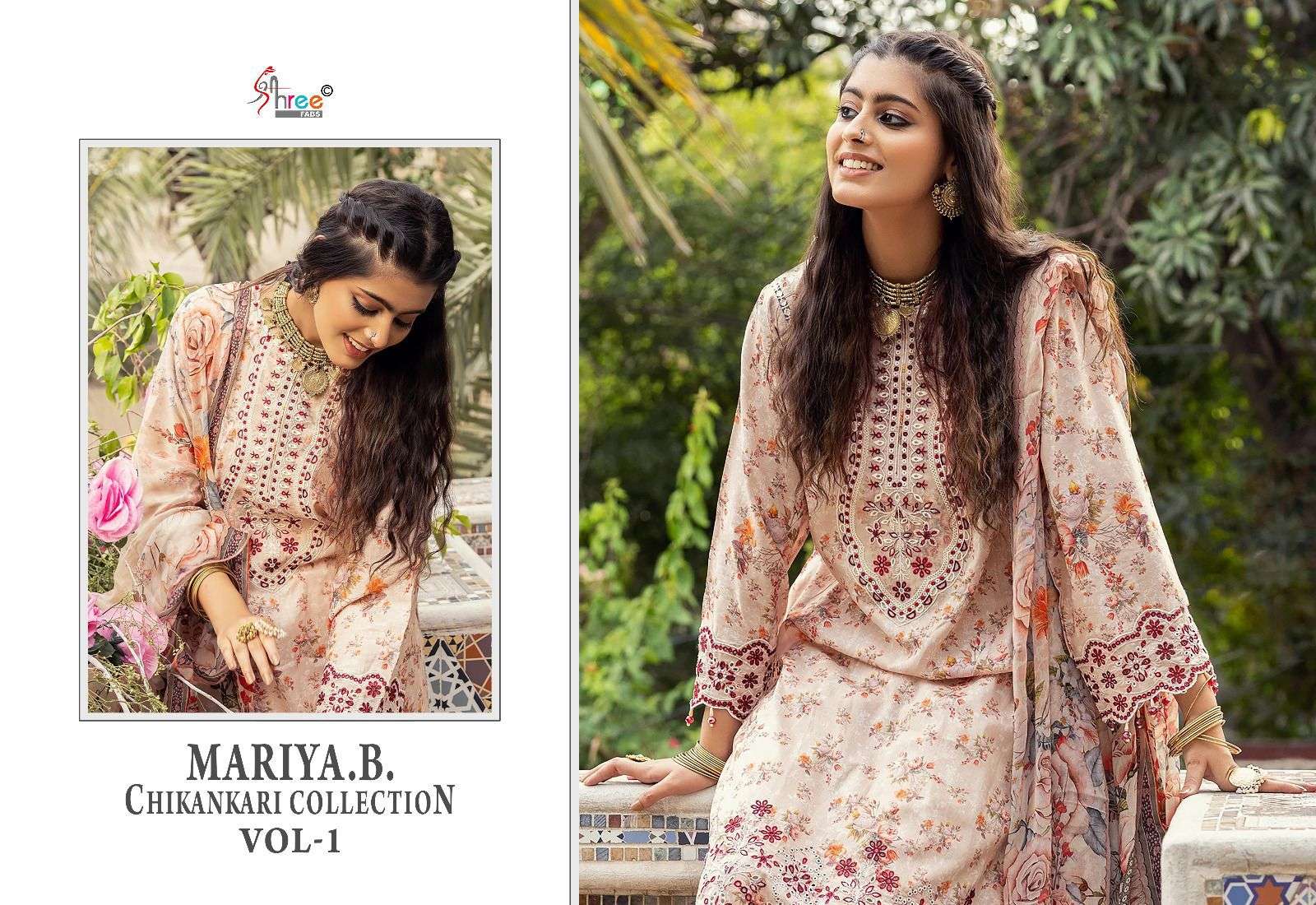 shree fab mariya b chikankari collection vol 1 attrective look salwar suit with cotton dupatta catalog