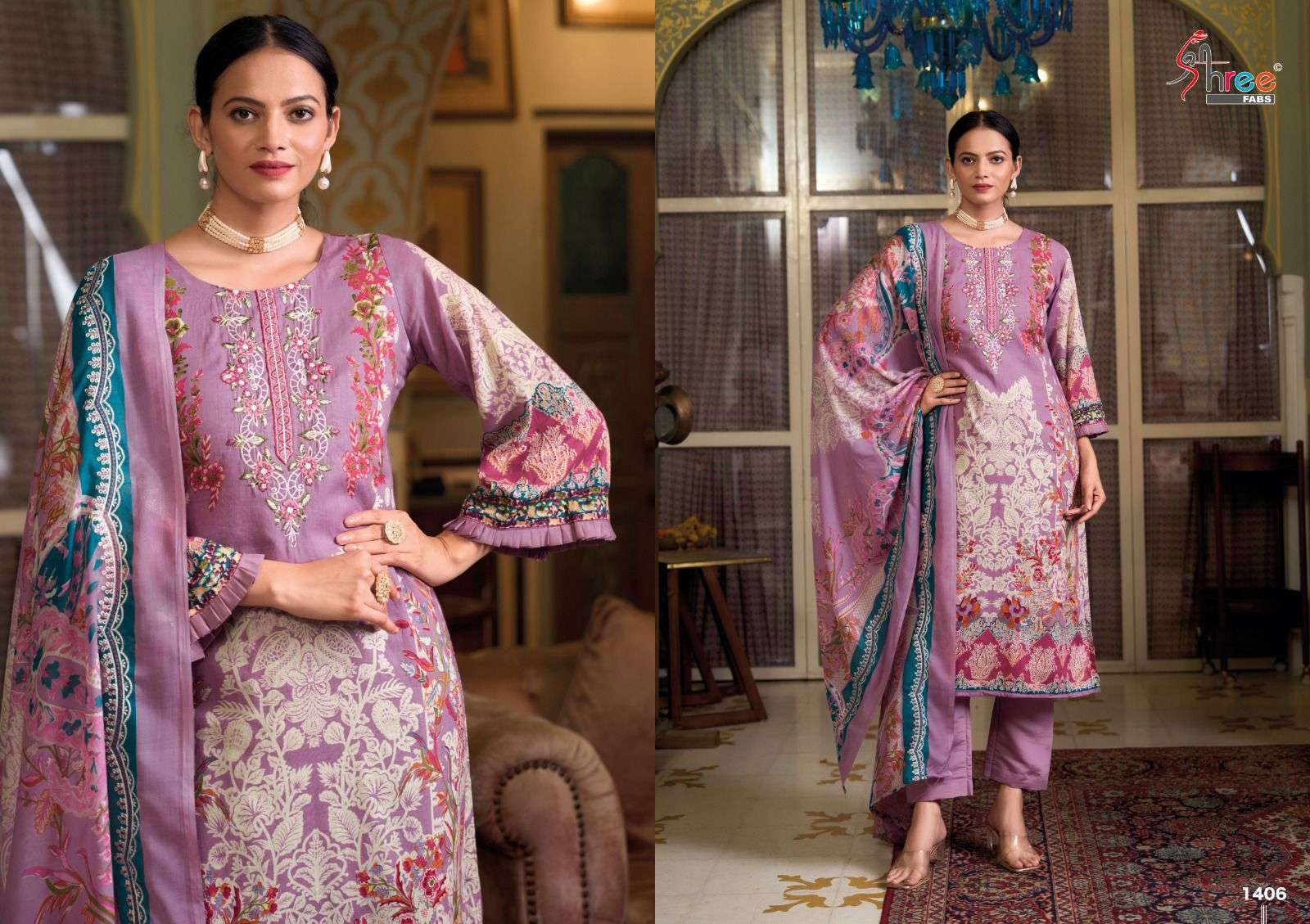 shree fabs guzarish vol 14mal mal cotton decent look salwar suit with cotton dupatta catalog