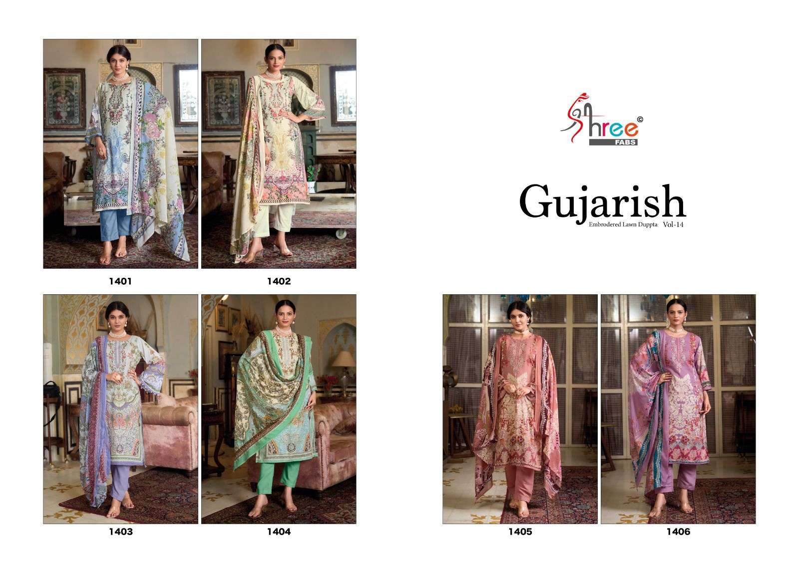 shree fabs guzarish vol 14mal mal cotton decent look salwar suit with cotton dupatta catalog