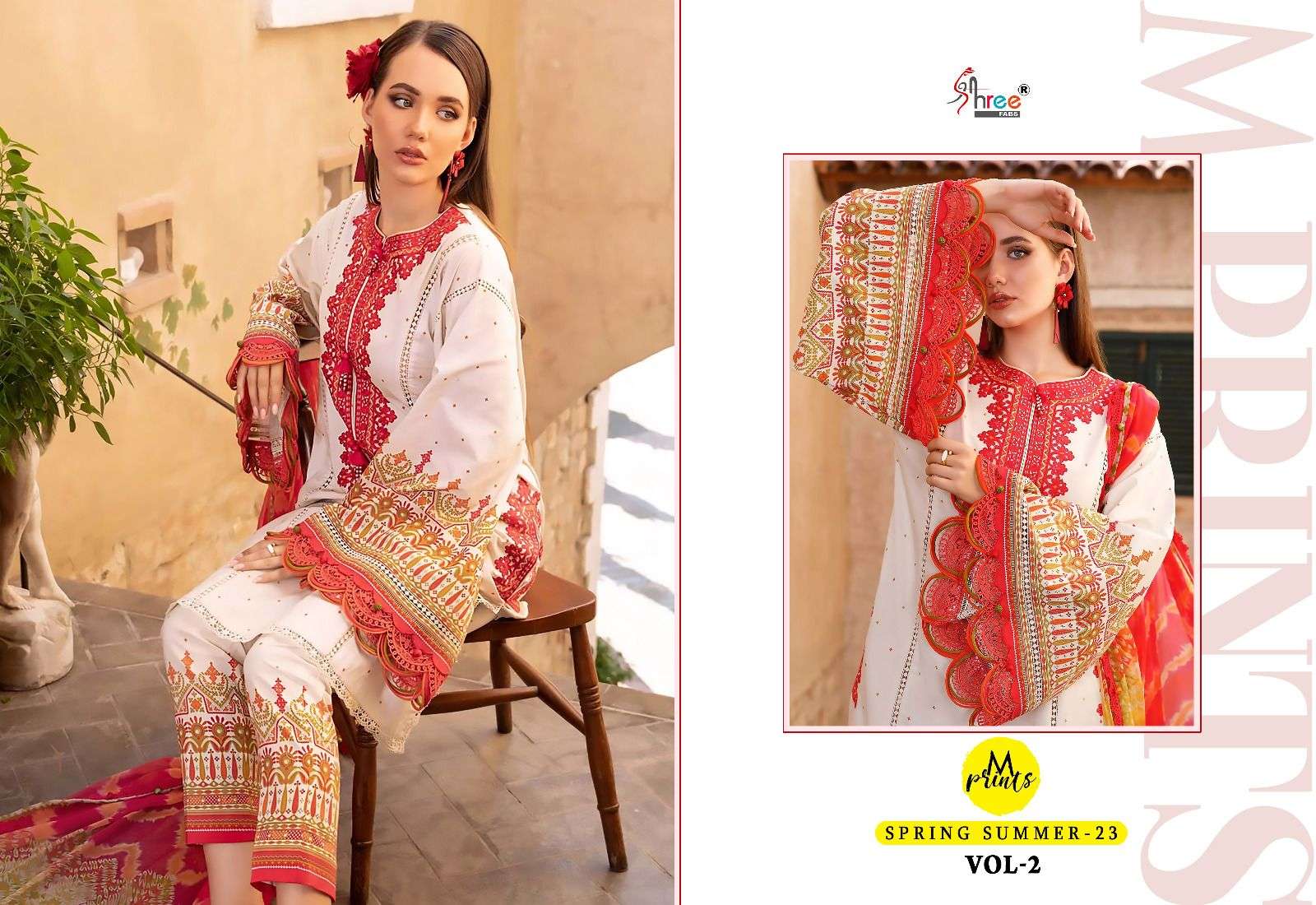 shree fabs m print spring summer 23 vol 02 cotton decent look salawr suit wit cotton dupatta catalog