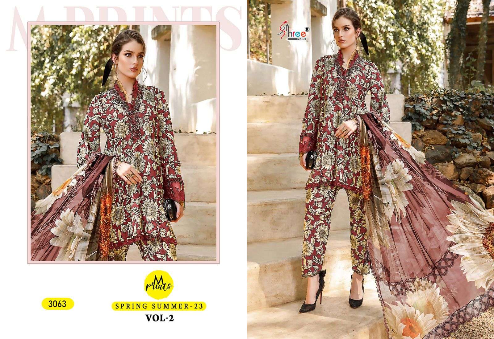 shree fabs m print spring summer 23 vol 02 cotton elegant salawr suit wit siffon dupatta catalog